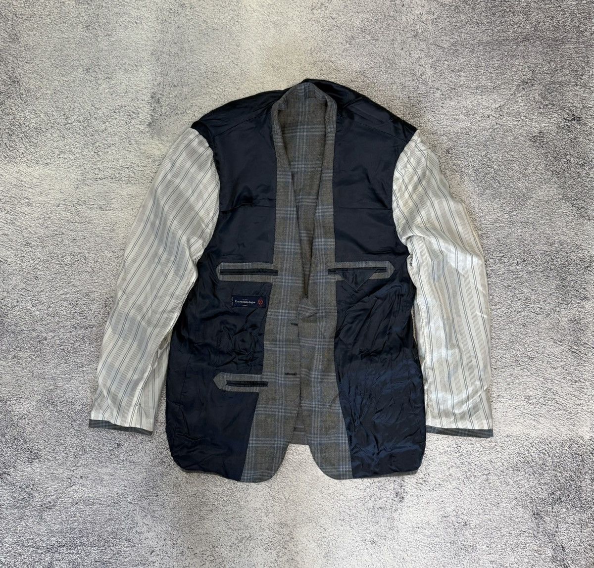 Ermenegildo Zegna Ermenegildo Zegna Blazer 54 IT Grey Check Wool Silk Jacket Size 44R - 5 Thumbnail