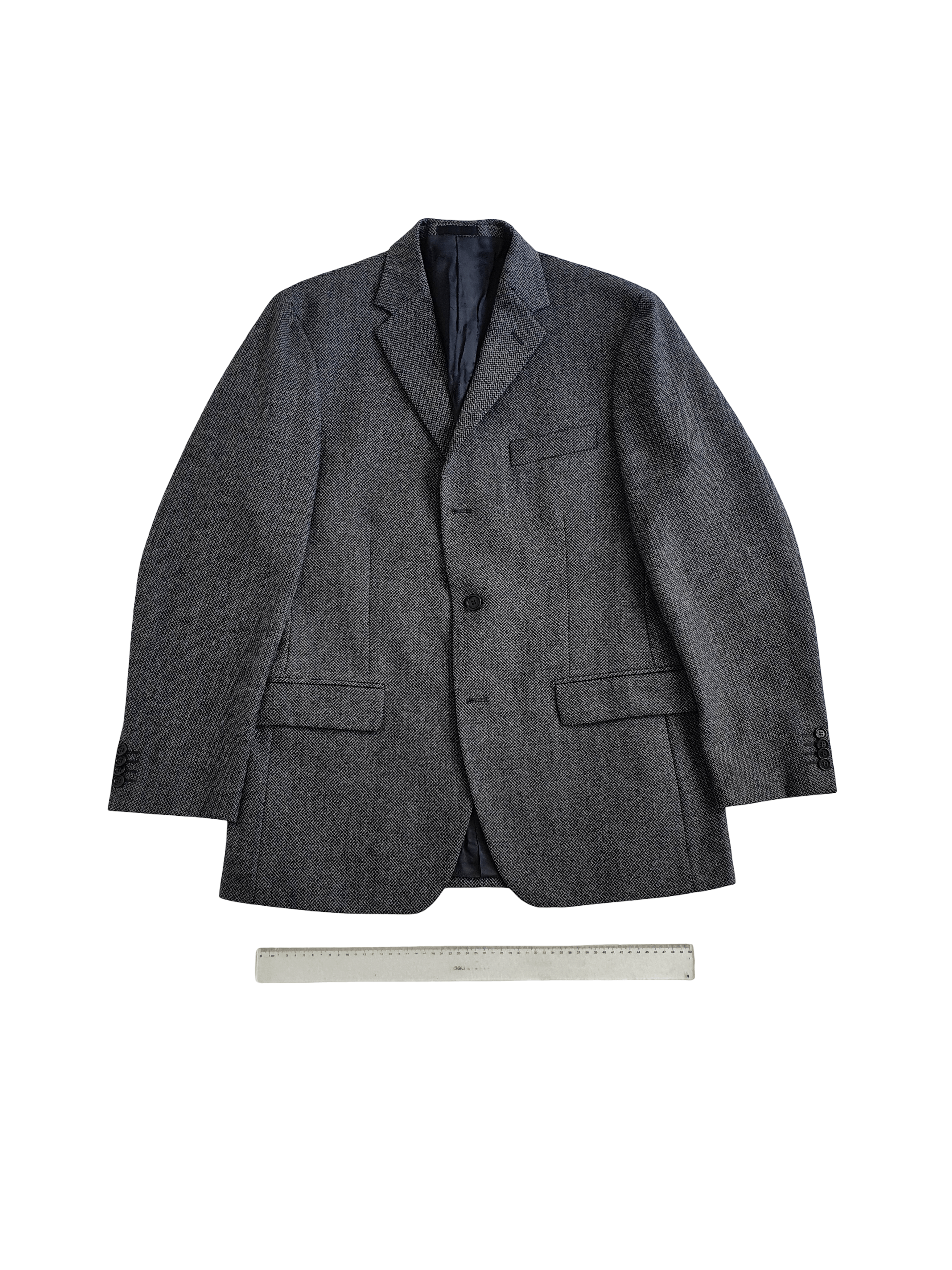 Micro Herringbone Gray Jacket - Campore Fabric - Sz EU 52-54