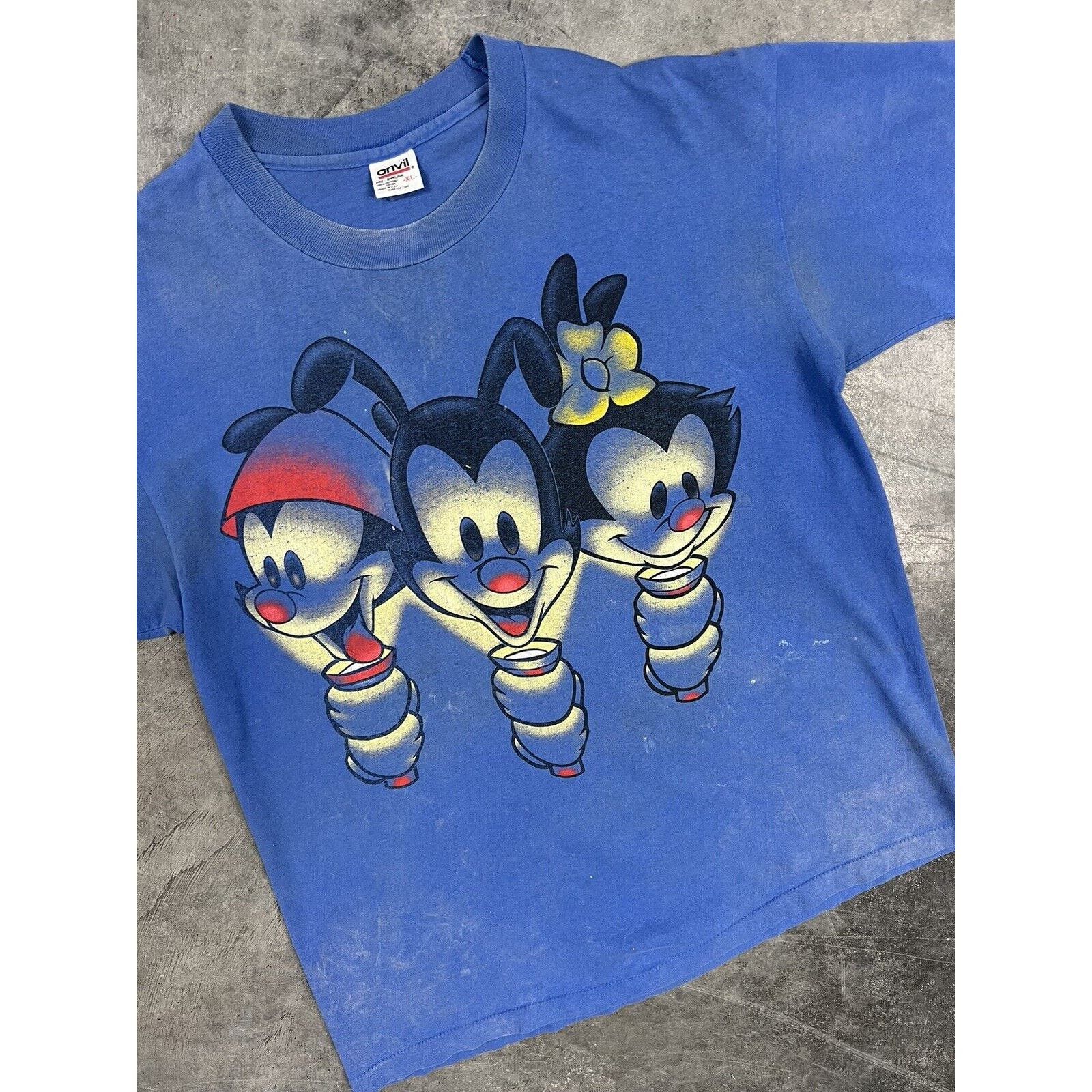 image of Animaniacs Warner Bros Vintage 90's Distressed Graphic Tshirt in Blue, Men's (Size XL)