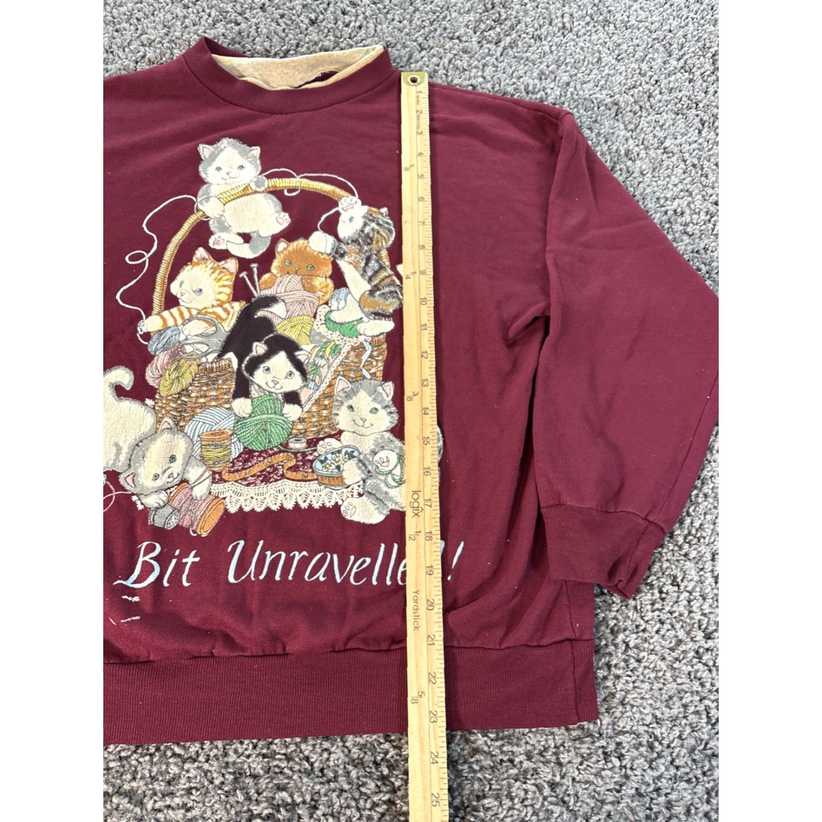 Vintage VINTAGE CAT Sweatshirt Womens Medium Cat Kitten Cottage Core Red Fleece 90s Womens M Red Cat 90s Pullover Sweatshirt Regular Fleece Size M / US 6-8 / IT 42-44 - 2 Thumbnail