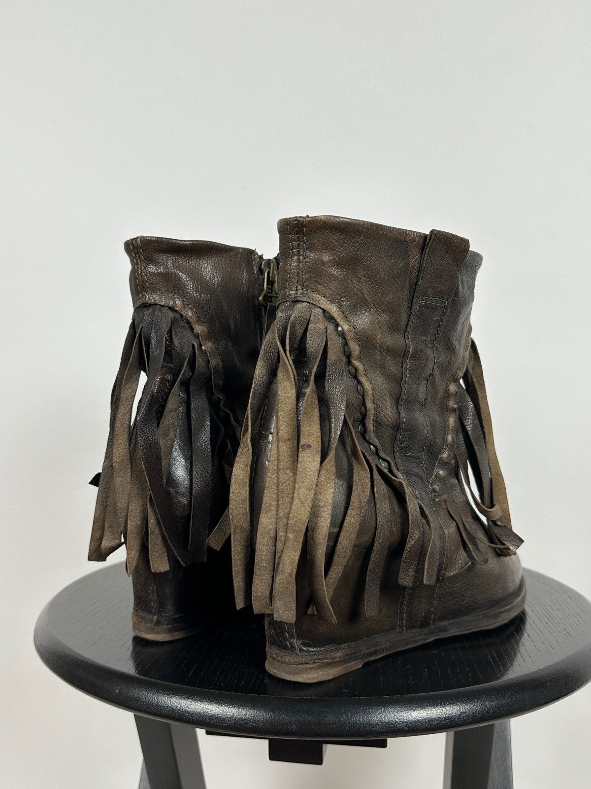 A.S.98 A.S.98. Airstep Leather Fringe Ankle Boho Western Boots Size US 7 / IT 37 - 3 Thumbnail