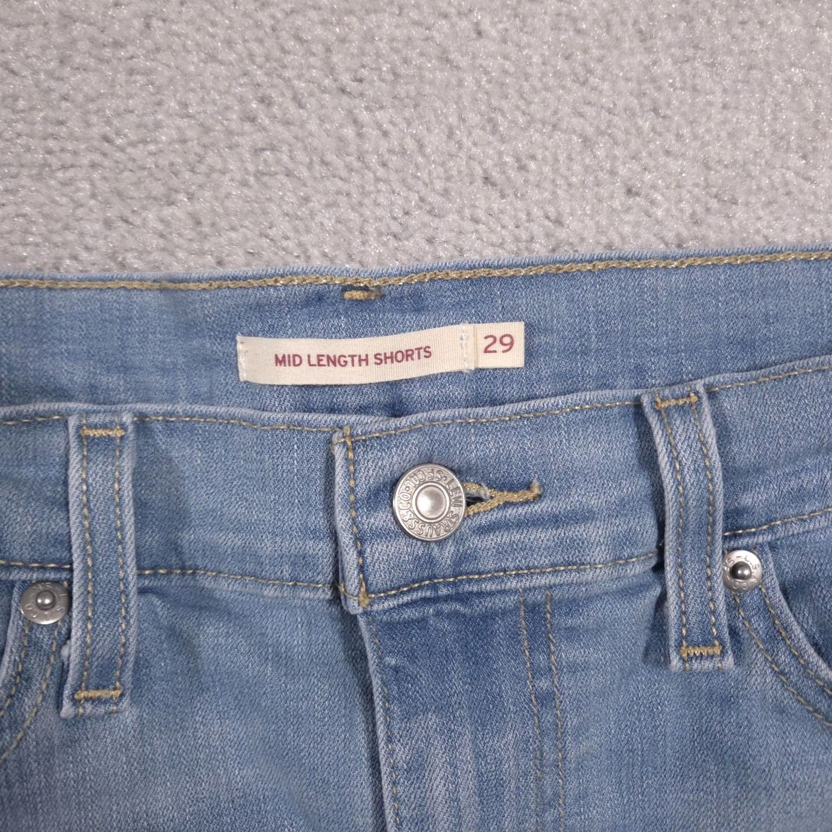 Levi's Levi's Bermuda Shorts Womens 29 Blue Mid Length Cuffed Denim Casual Stretch Polyester Cotton Spandex Size 29" - 5 Thumbnail