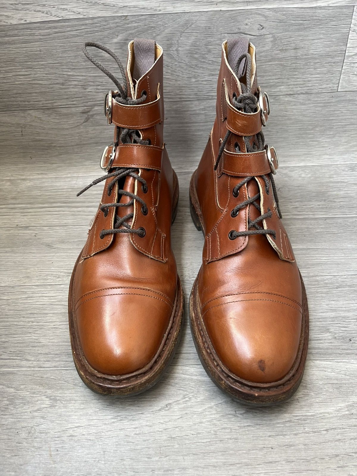 Tricker's Trickers combat bivkle brown leather gun boots uk 9.5 Size US 10.5 / EU 43-44 - 3 Thumbnail