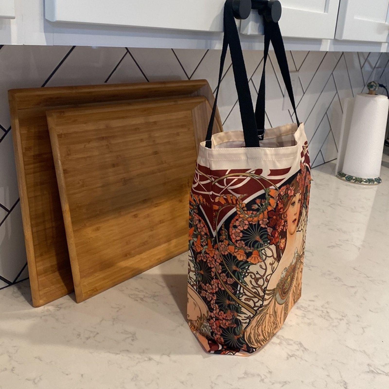 Other Bohemian witchy cottage core Canvas lightweight tote Retro Size ONE SIZE - 4 Thumbnail