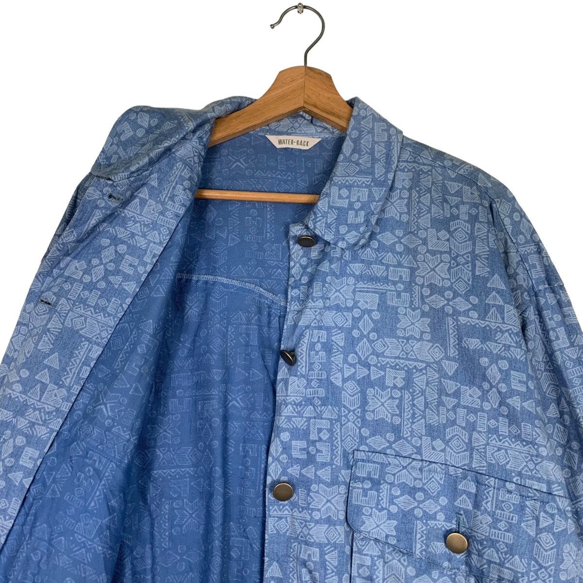 Japanese Brand WATER BACK Motif Design Blue Bomber Jacket #0889-C40 Size M / US 6-8 / IT 42-44 - 8 Thumbnail