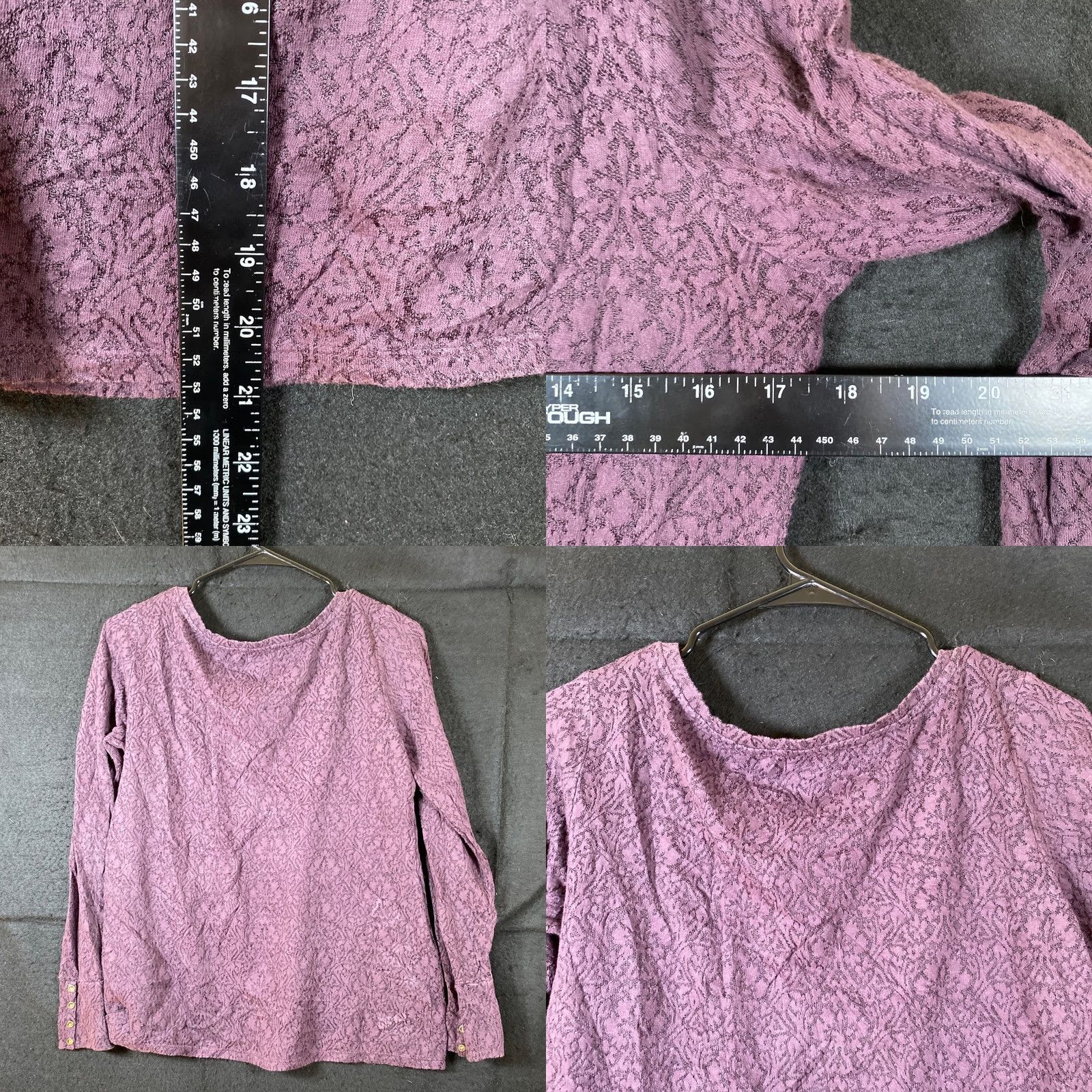 Loft LOFT Purple Floral Jacquard Long Sleeve Boat Neck Button Sweater M Womens Pullover Casual Workwear Size M / US 6-8 / IT 42-44 - 8 Thumbnail