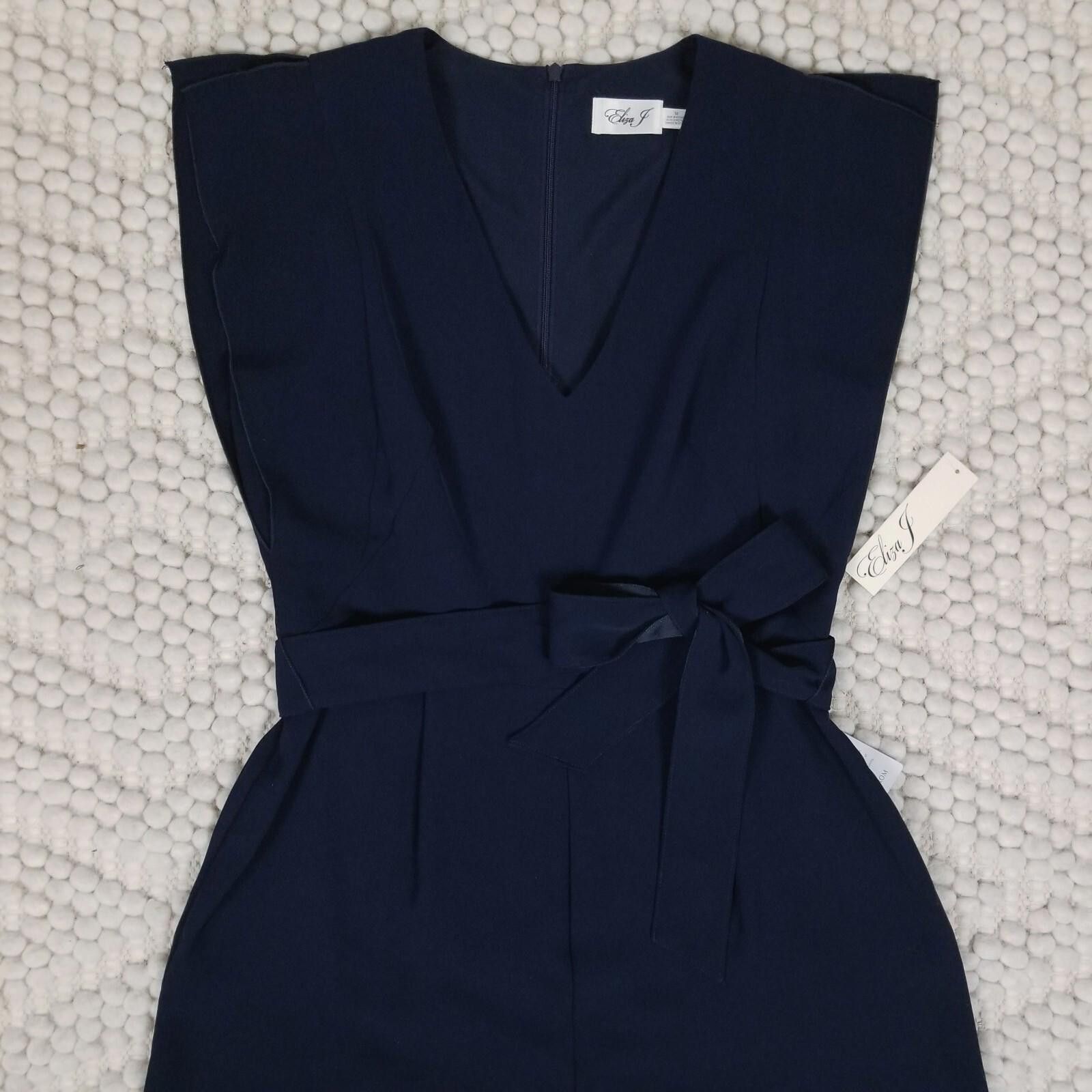 Other NWT Eliza J Flutter Sleeve Crepe Wide Leg Jumpsuit Sz 10 Size 32" / US 10 / IT 46 - 8 Thumbnail