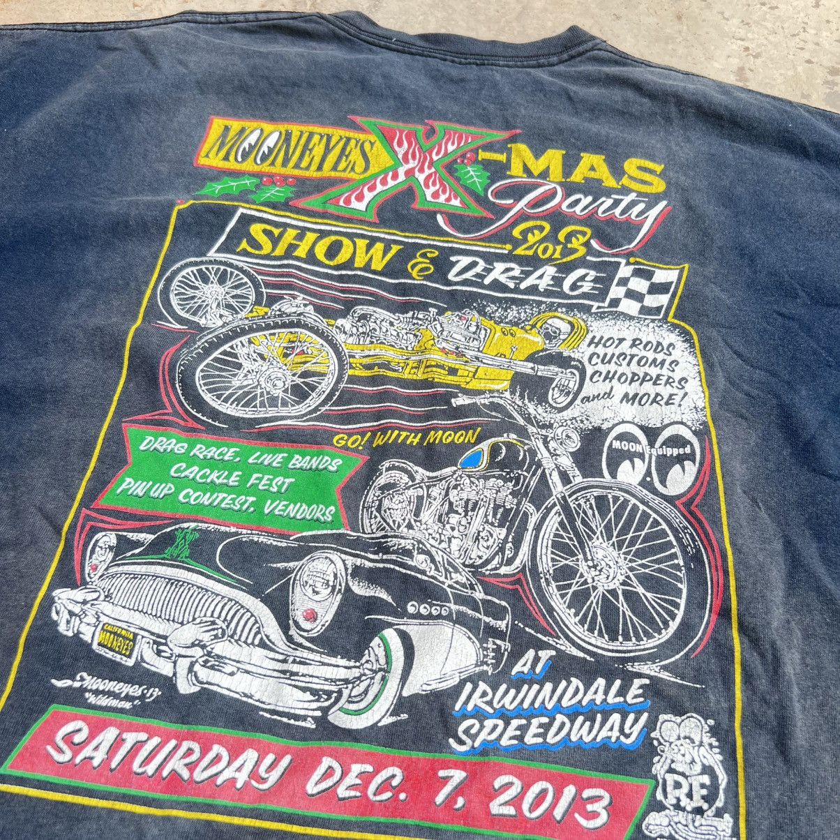 Vintage Vintage Thrashed Racing Mooneyes Drag Oversized Tshirt Size US XXL / EU 58 / 5 - 2 Thumbnail