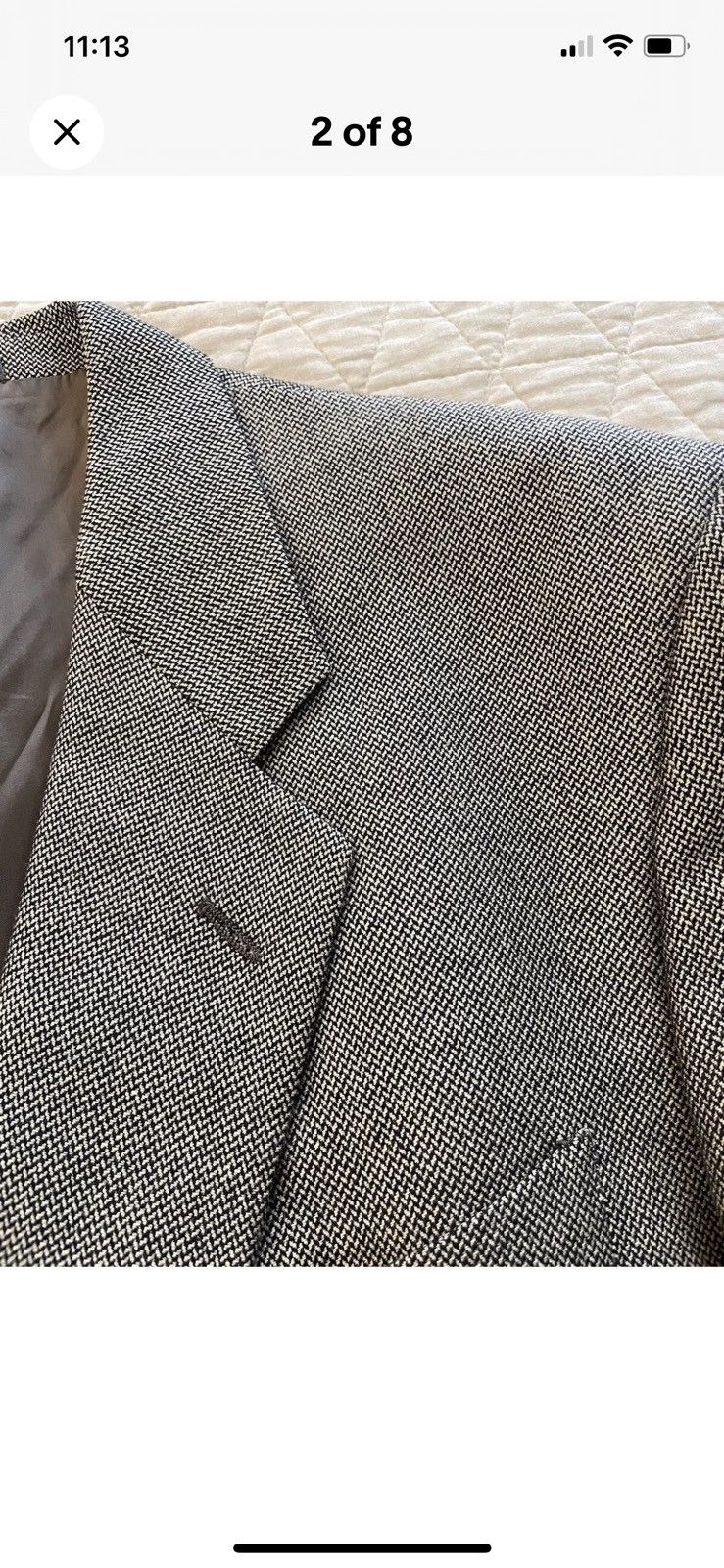 Armani Collezioni Silk & Wool Hopsack Herringbone Jacket Size 44R - 2 Preview