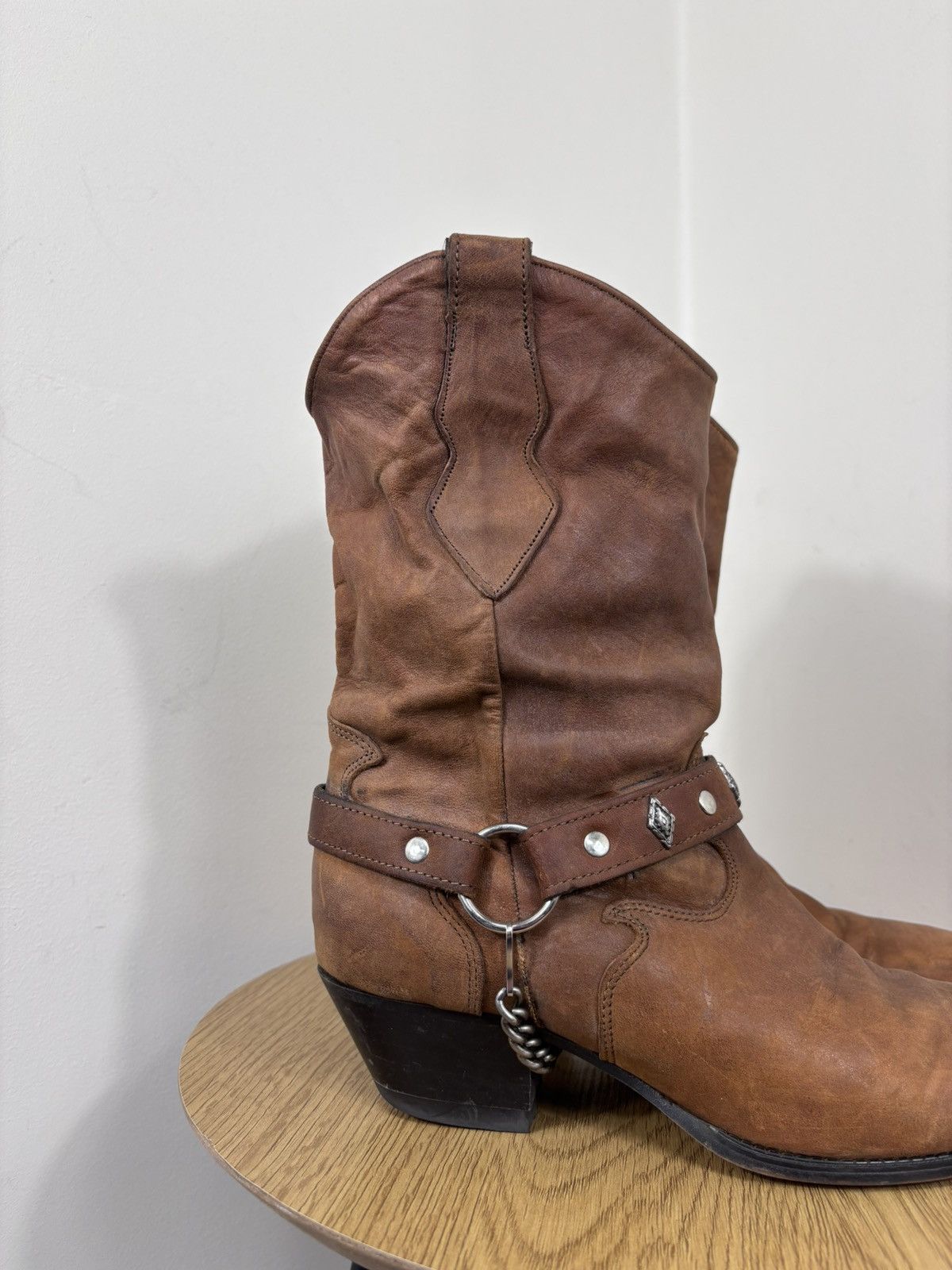 Cowboy Equipment Code West Vintage Women’s Brown Leather Western Cowboy Boots Size US 8.5 / IT 38.5 - 3 Thumbnail