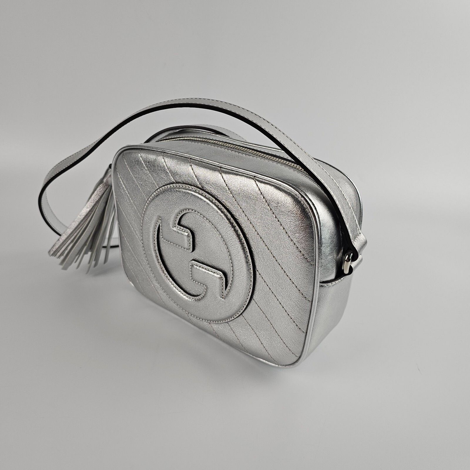 Gucci GUCCI Blondie Small $1980 Metallic Silver Leather Shoulder B Size ONE SIZE - 5 Thumbnail