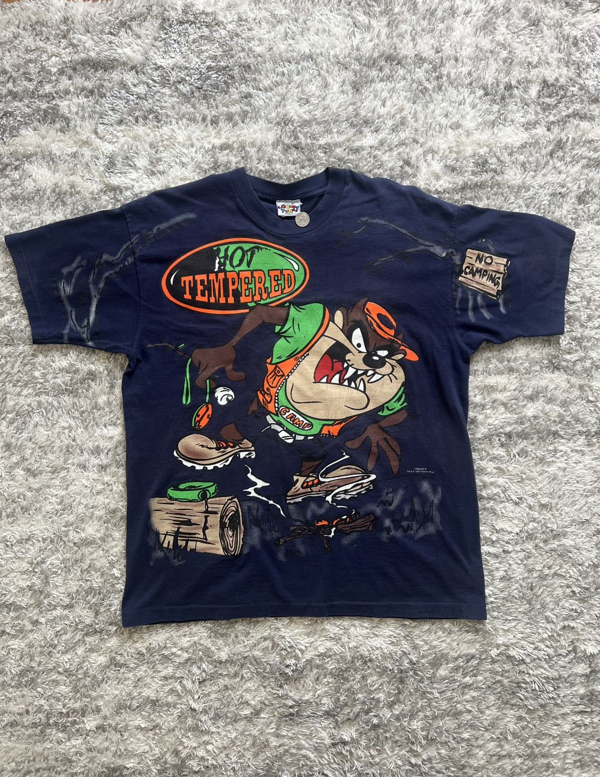 Vintage × Warner Bros Vintage Looney Tunes Taz Camping Hot Tempered AOP Size US L / EU 52-54 / 3 - 1 Thumbnail