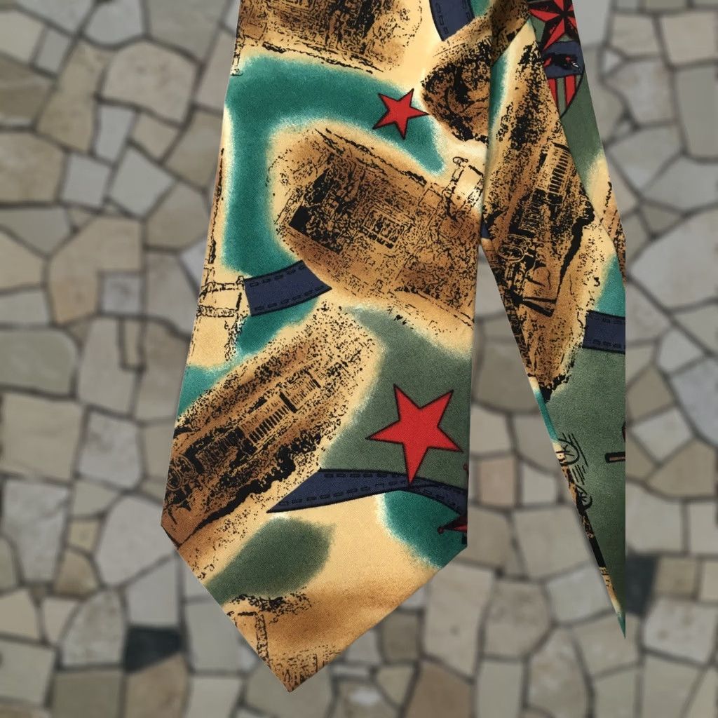 Vintage Structure Silk tie Men's Neck Novelty star horse history 100% Size ONE SIZE - 1 Thumbnail