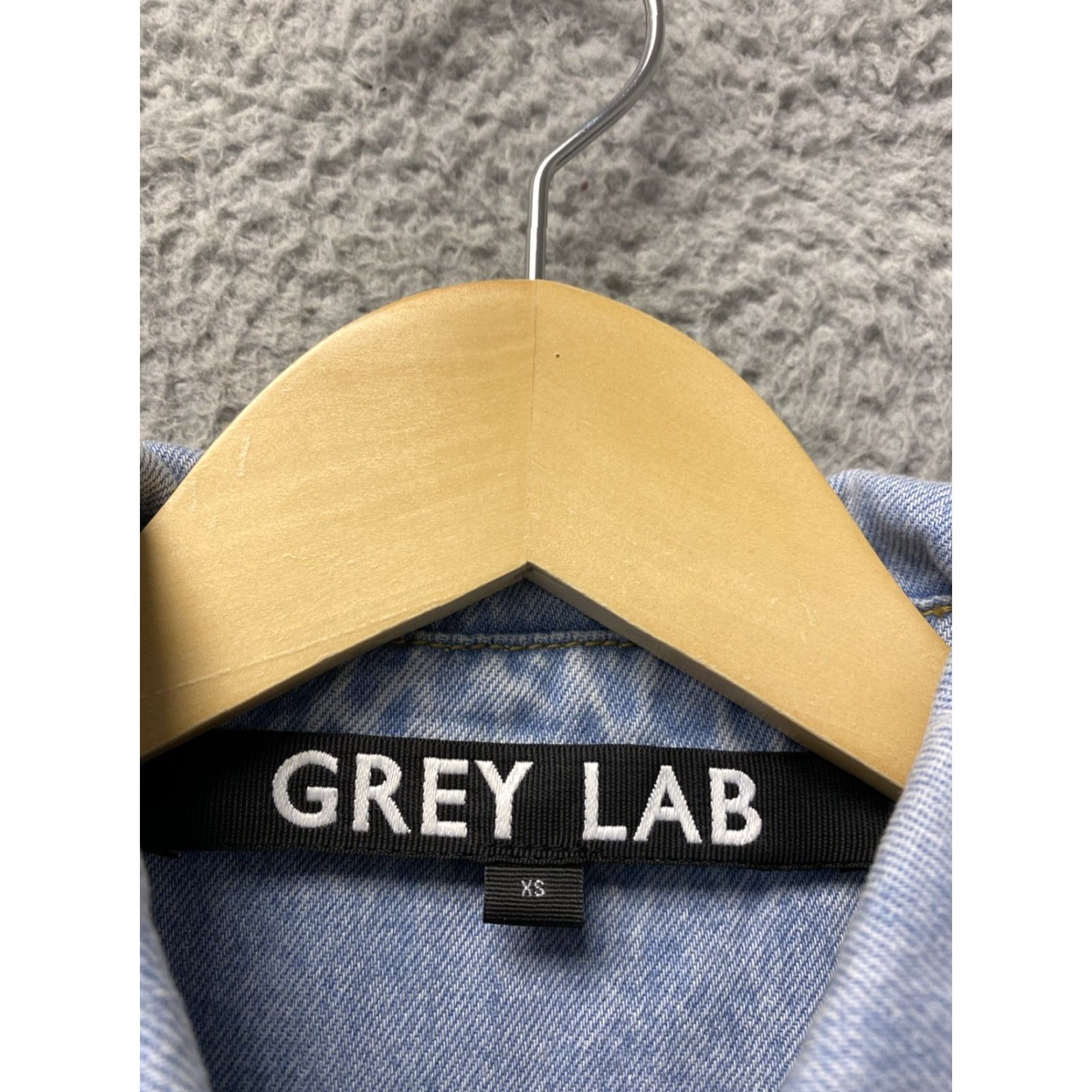 Vintage VINTAGE Grey Lab Mini Dress XS Blue Cotton Knit Long Sleeve Tie-Waist Snap Button Classic Womens Size XS / US 0-2 / IT 36-38 - 4 Thumbnail