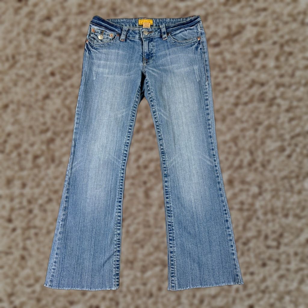Denime Nine Jeans Womens Jeans Flared Low Rise Blue Denim 28x27 Regular Women Size 28" / US 6 / IT 42 - 1 Thumbnail
