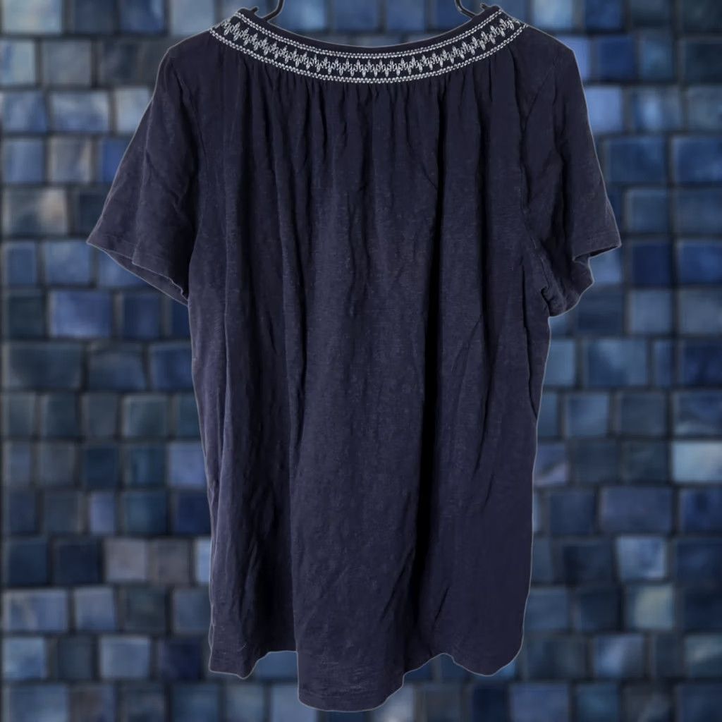 Talbots Talbots T-Shirt 1X Short Sleeve Navy Blue 100% Cotton Womens Plus Size Top Tee Size XL / US 12-14 / IT 48-50 - 1 Thumbnail