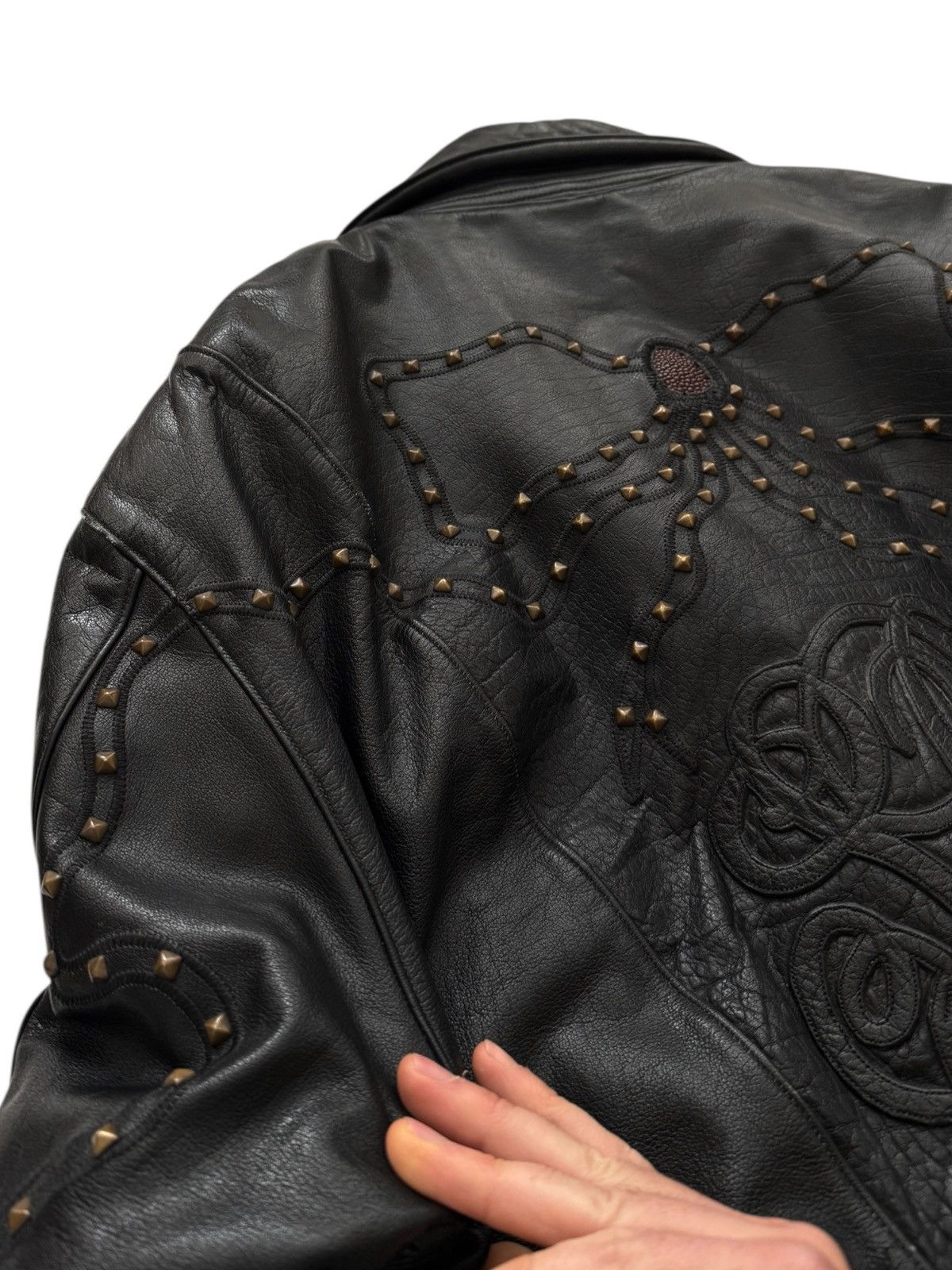Bill Wall Leather GRAIL 1980’s Armored Brass and Stringray Oversized Leather Size US XL / EU 56 / 4 - 16 Thumbnail