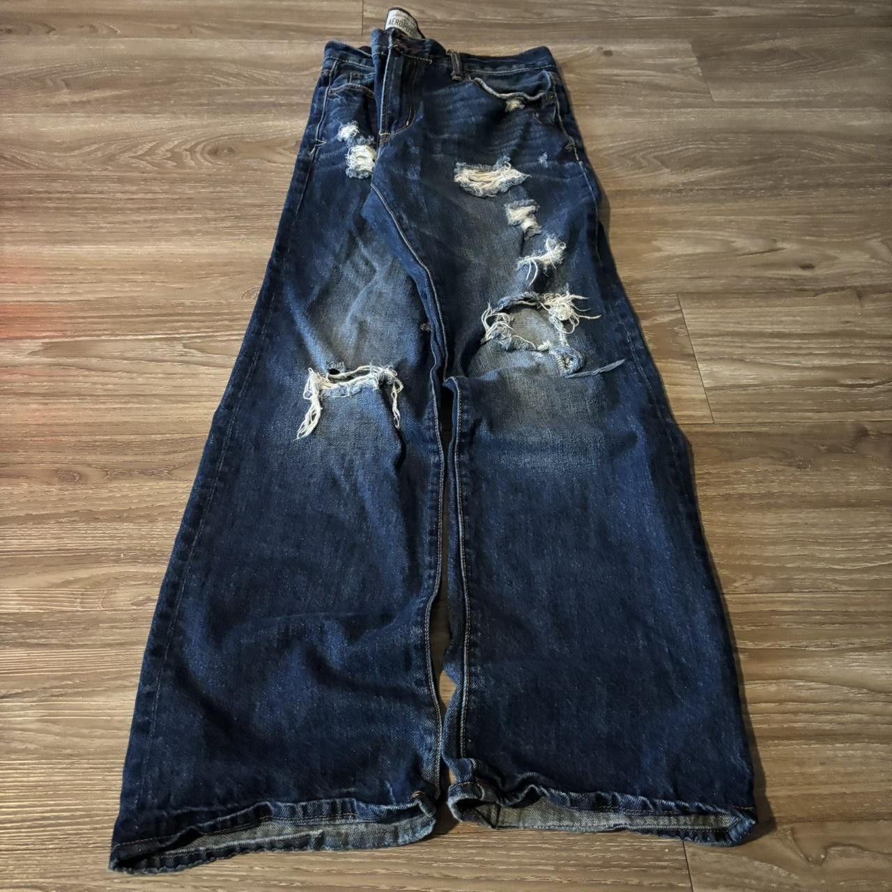 Aeropostale Crazy Vintage Y2K/2000s Grunge Aeropostale Dark Wash Distressed Denim Jeans! 32x32 Size US 32 / EU 48 - 3 Thumbnail