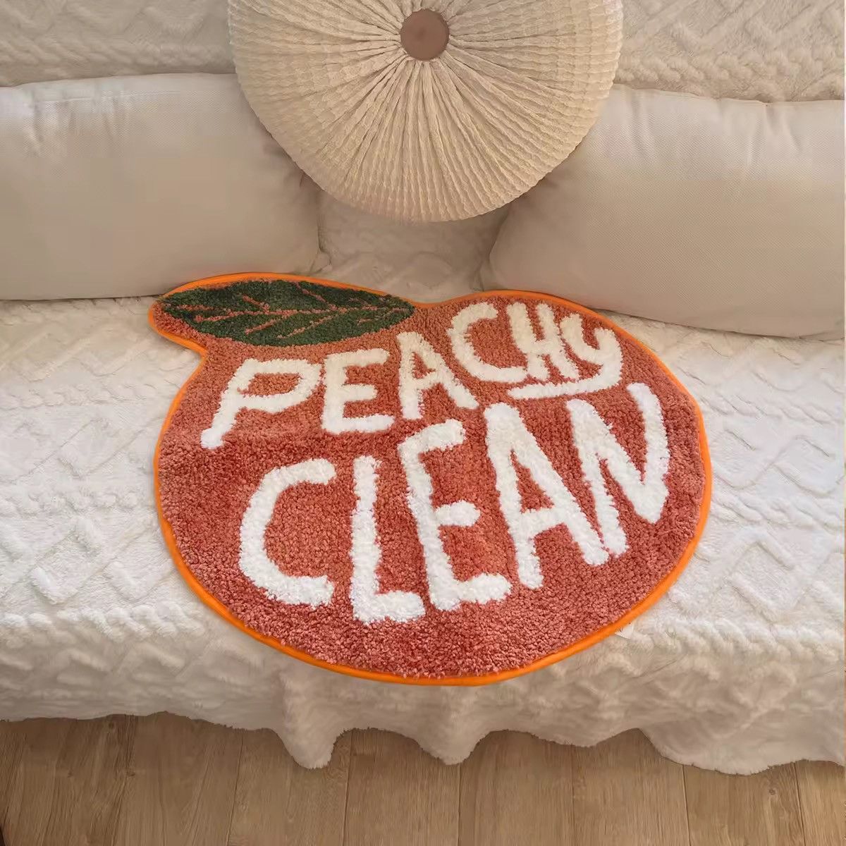 Other Handmade Custom Peach Cute Tufted Living Room Carpet Rug Size ONE SIZE - 4 Thumbnail