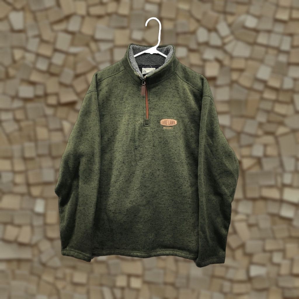 Vintage Artisans Sweatshirt Mens XL Green Long Sleeve Mock Neck Pullover 1/4 Zip Logo Knit Cotton Regular Size Size US XL / EU 56 / 4 - 1 Thumbnail