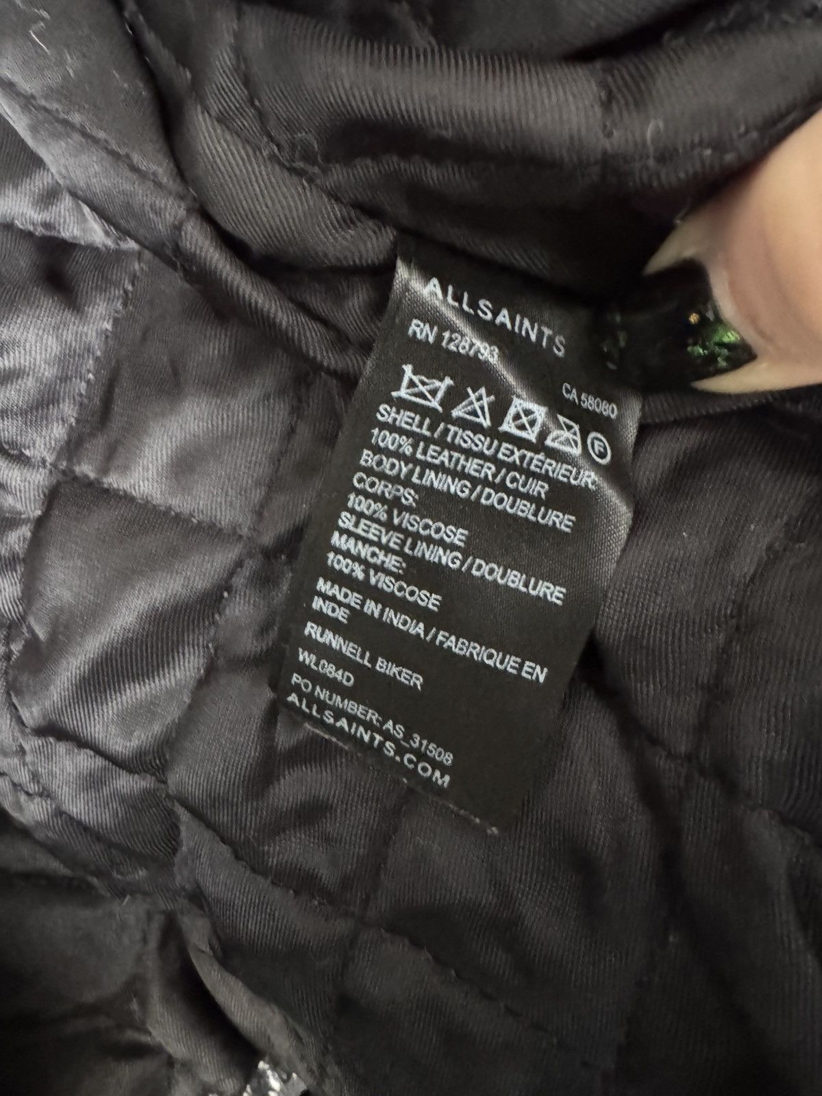 Allsaints All Saints Black Leather Jacket with Quilted Sleeves Size S / US 4 / IT 40 - 9 Thumbnail
