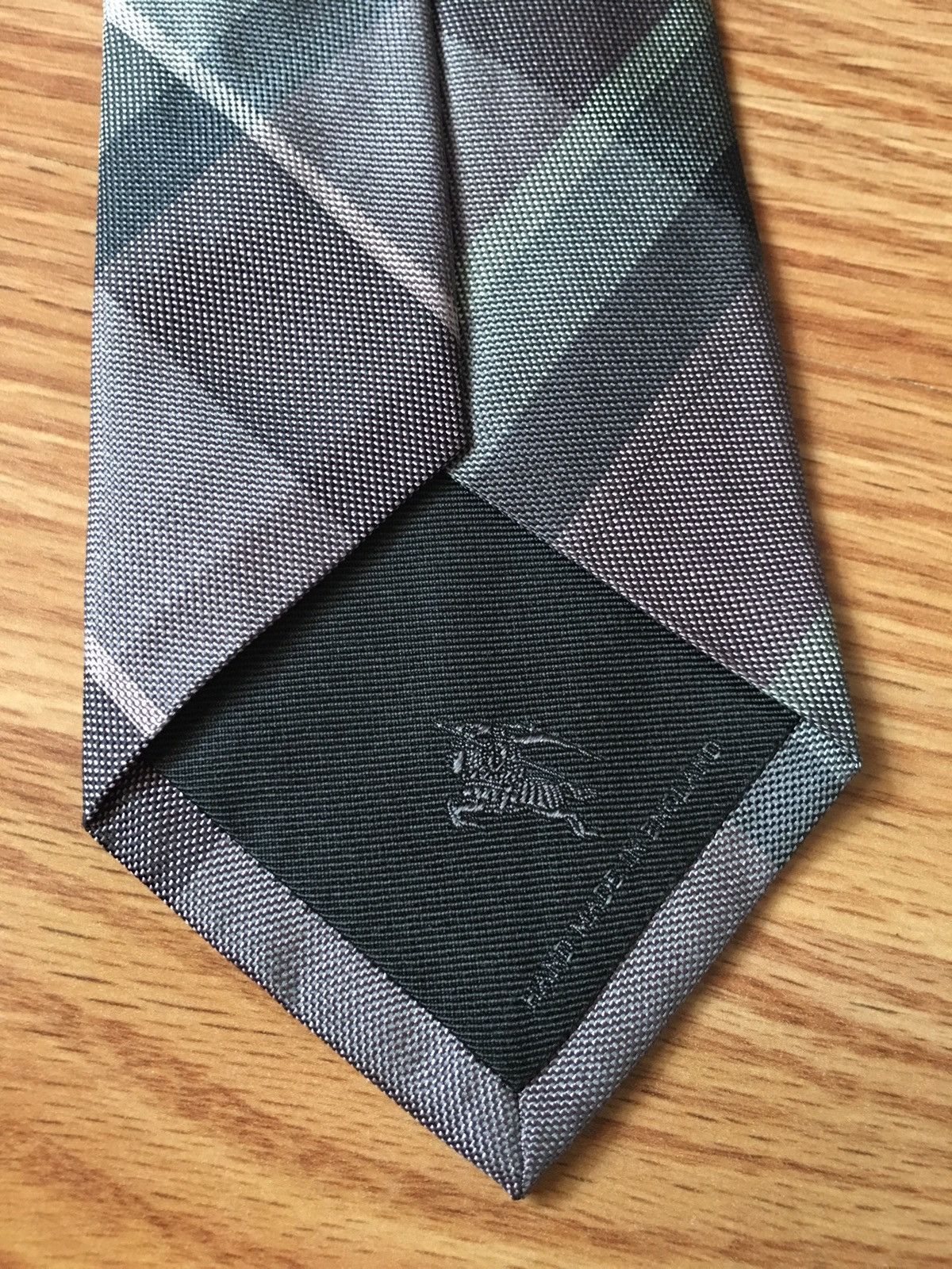 Burberry Burberry London Gray Purple Check Plaid Silk Mens Tie Size ONE SIZE - 4 Thumbnail