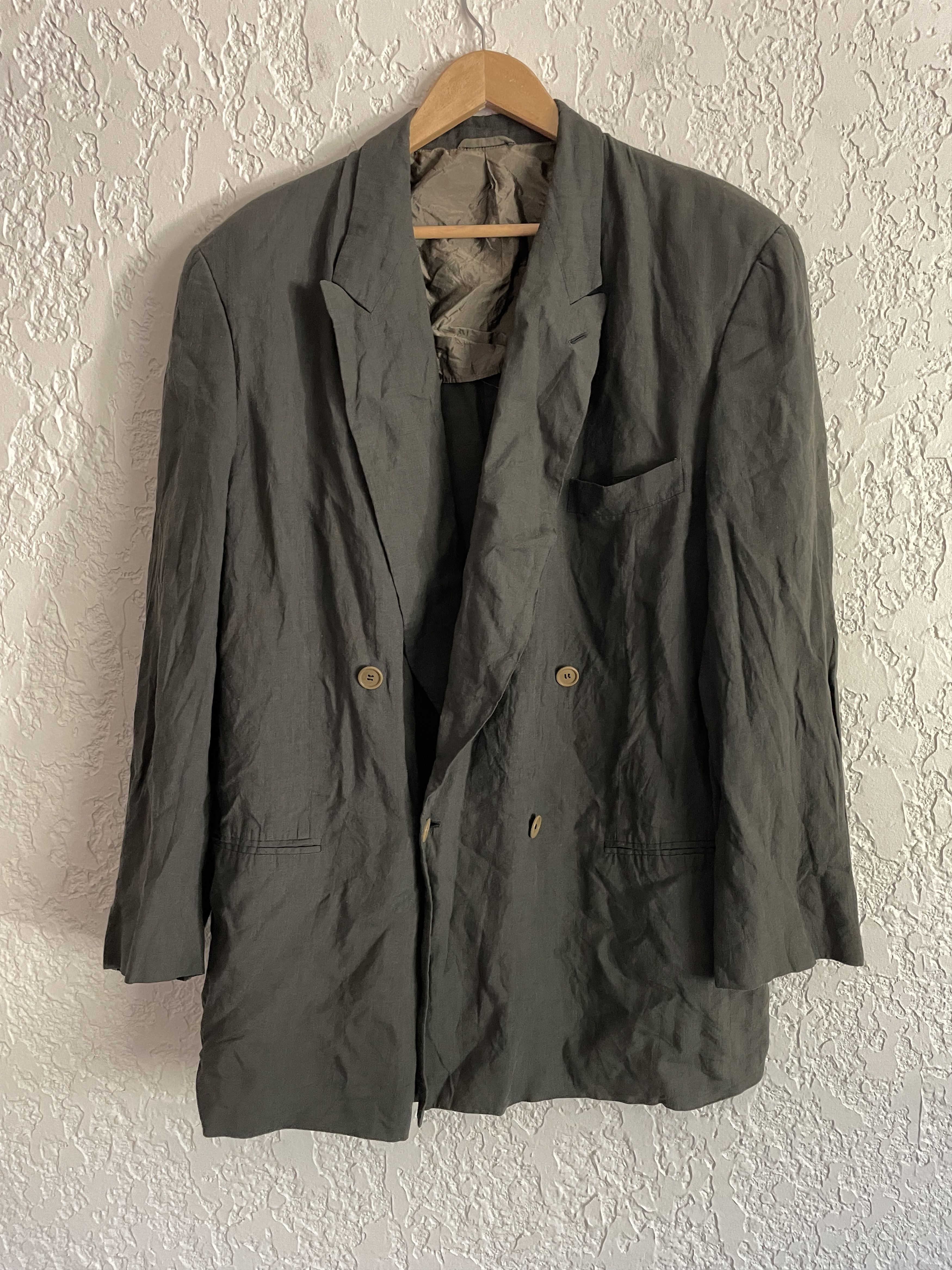 Giorgio Armani 🔥 Giorgio Armani® RARE 90s Linen Double Breasted Blazer Size 54R - 1 Thumbnail