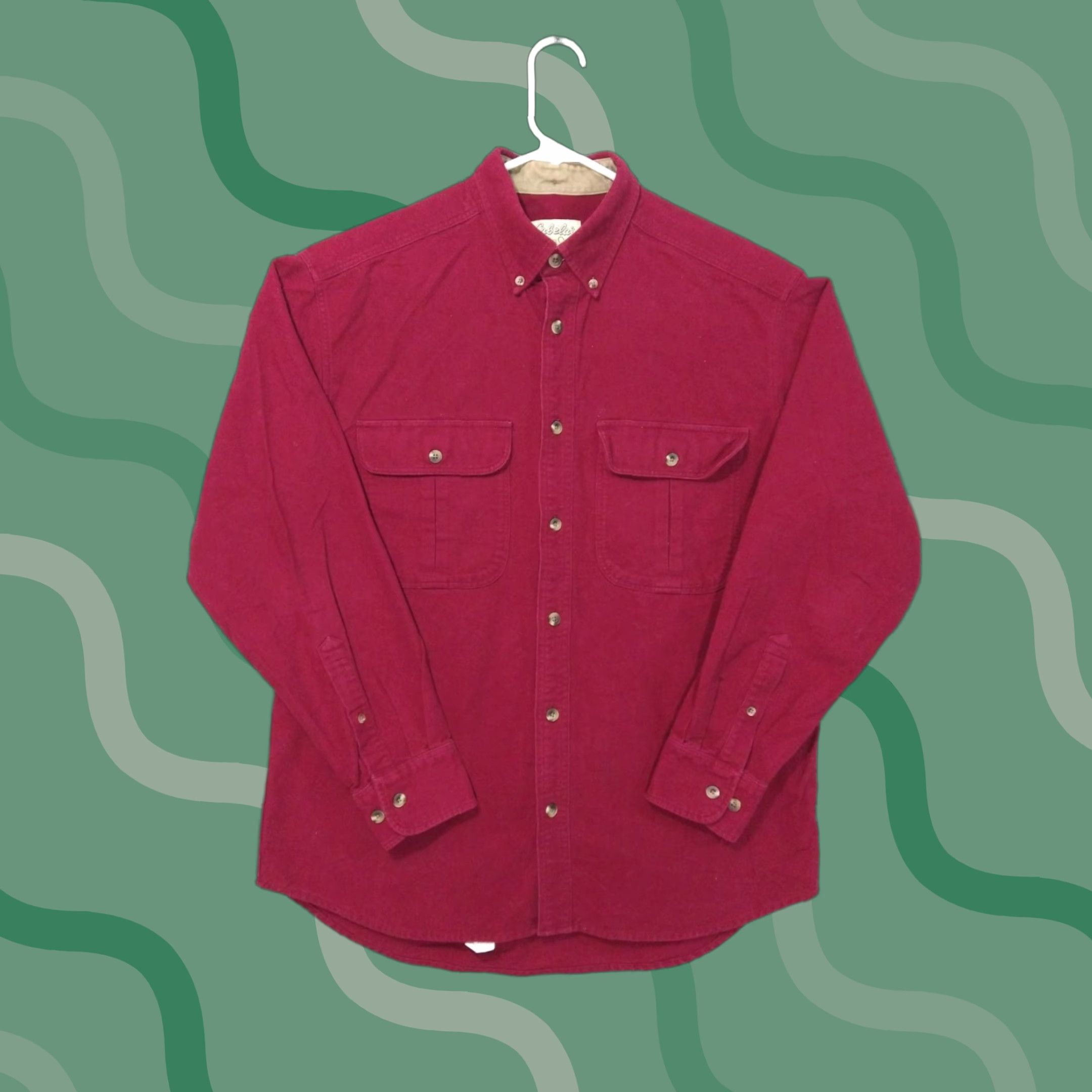 Vintage Cabela's Shirt Mens M Red Chamois Long Sleeve Button-Up Cotton Outdoor Casual Workwear Size US M / EU 48-50 / 2 - 1 Thumbnail