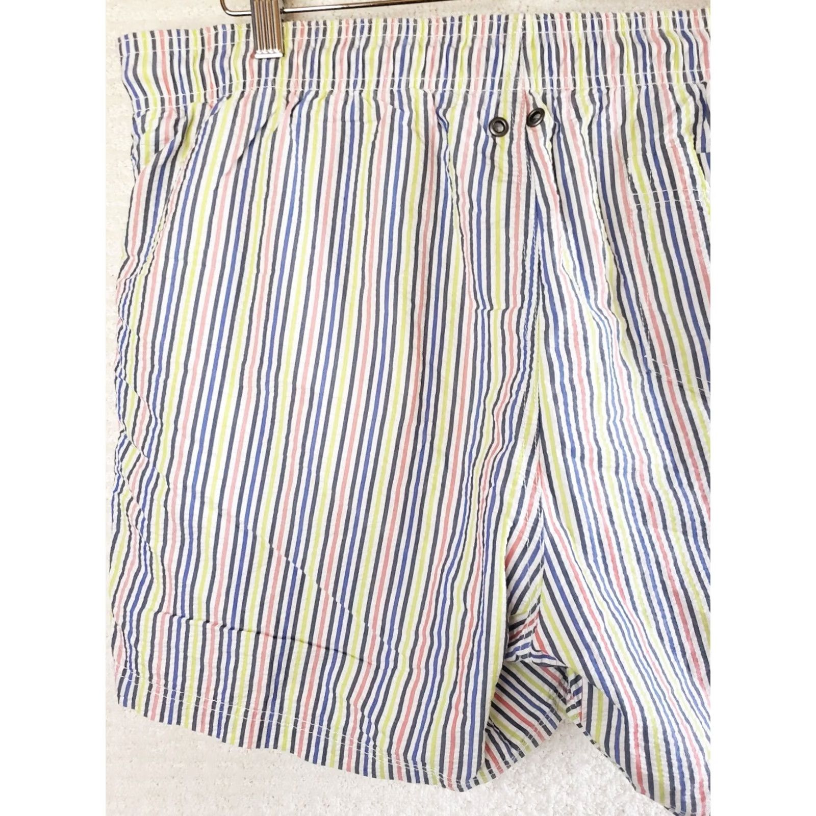 Lands' End Lands' End Men's Swim Trunks Board Shorts Blue Striped Lined L 36-38 Multicolor Beach Classic Mens Size US 33 - 7 Thumbnail