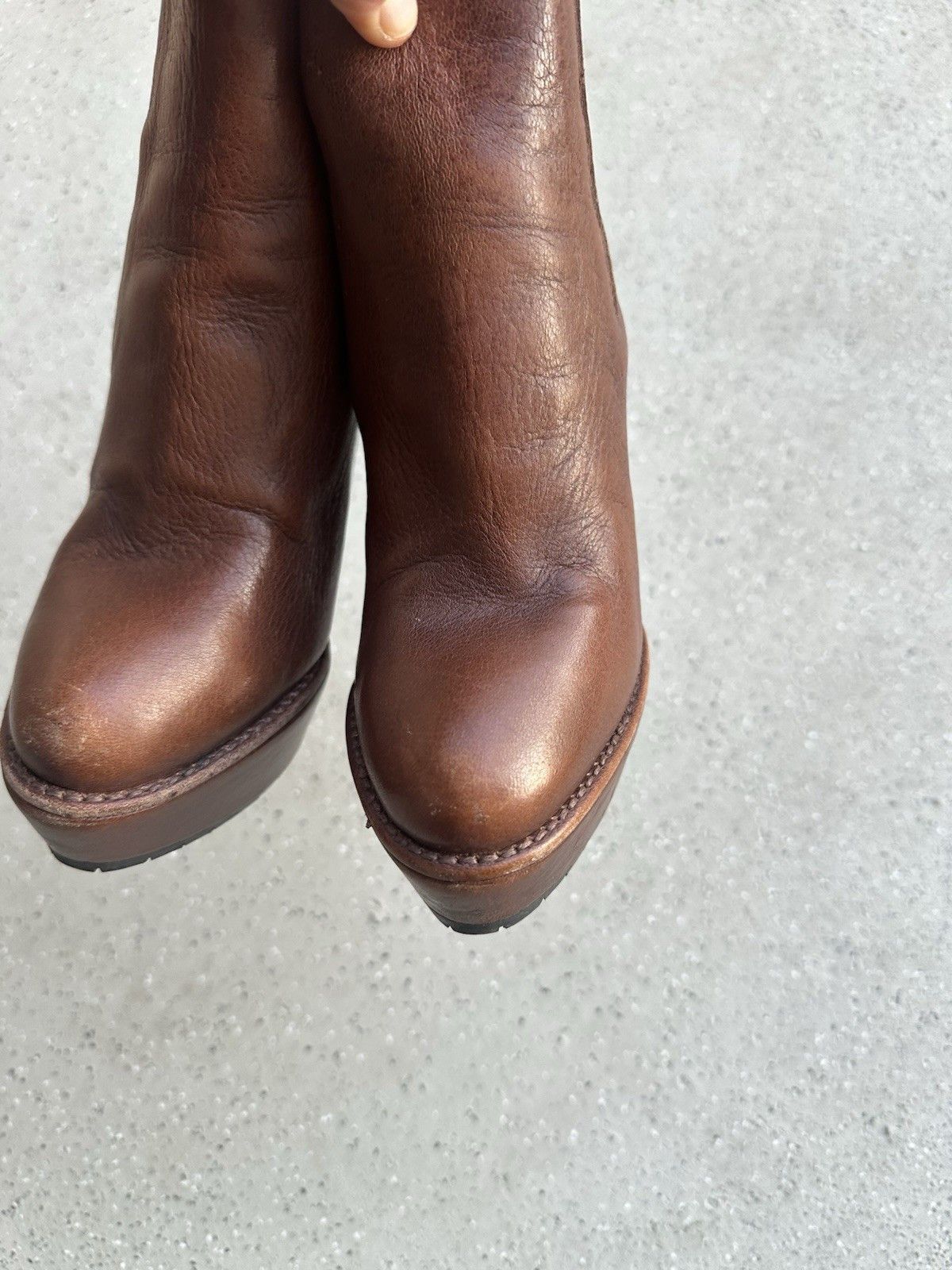 Prada DDP Prada Womens Brown Leather Platform Heel Boots Size 38,5 Size US 8.5 / IT 38.5 - 19 Thumbnail