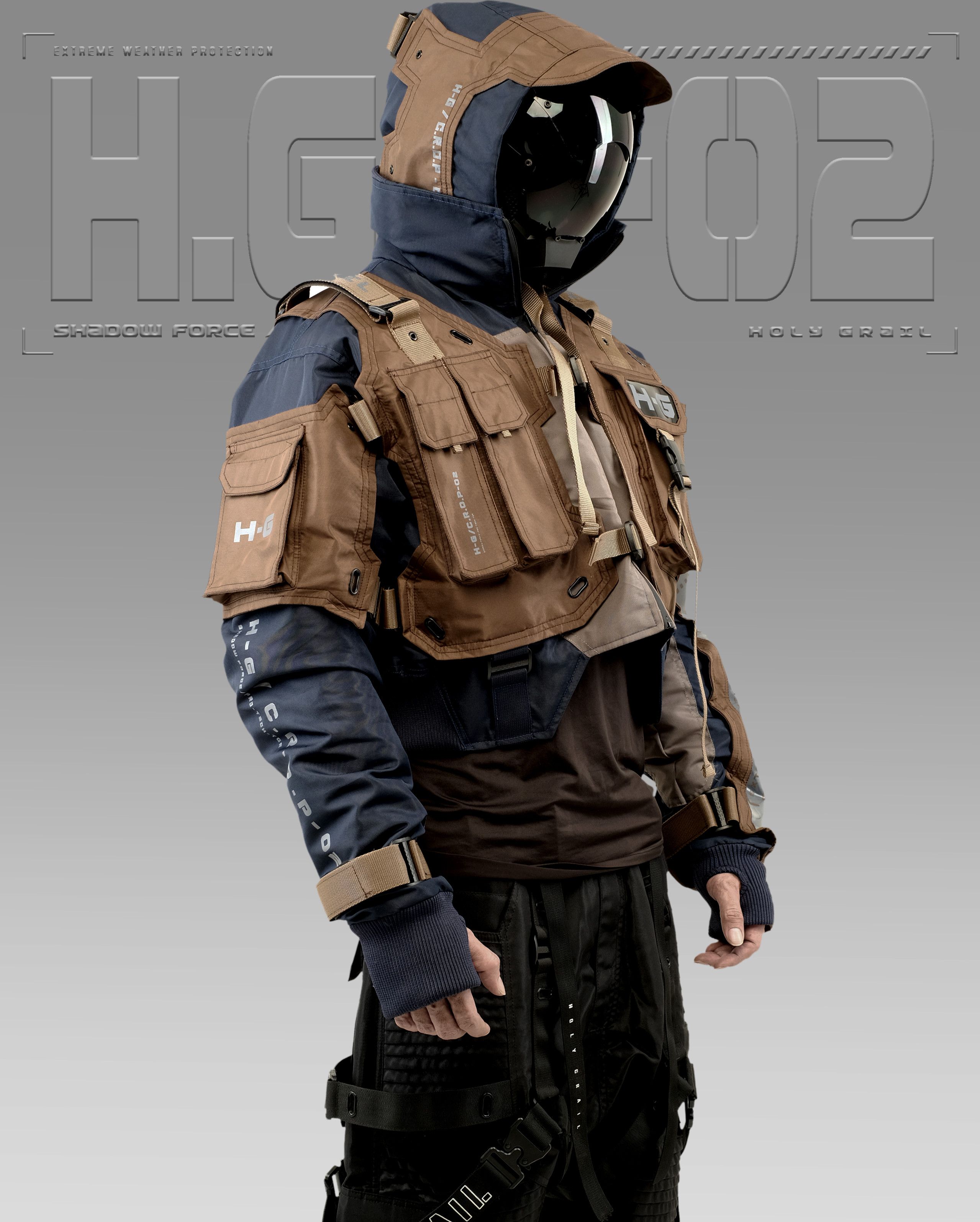 Hi Tec H-G JACKET CROP "SHADOW FORCE" TECHWEAR CYBERPUNK HOLYGRAIL Size US L / EU 52-54 / 3 - 3 Thumbnail