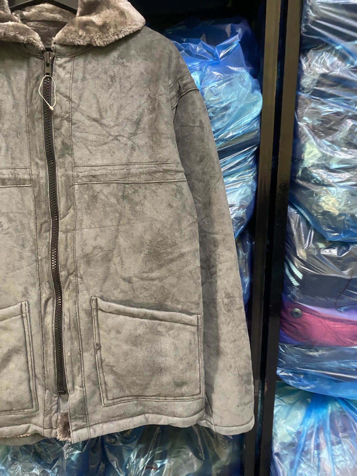 Beams Plus Vintage BEAMS Faux Shearling Grey Zip-Up Jacket Size US M / EU 48-50 / 2 - 4 Thumbnail