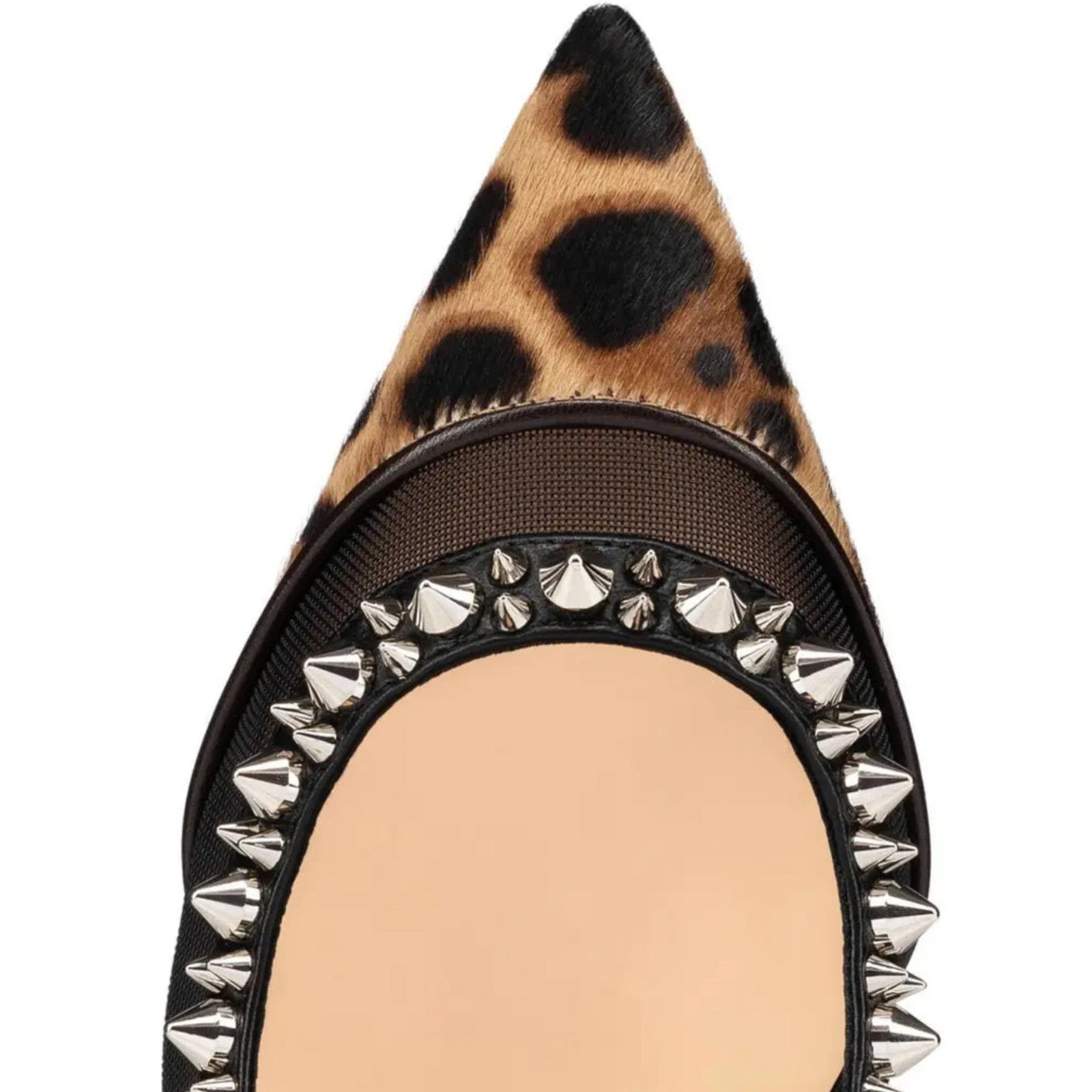 Christian Louboutin Galativi Spikes 85 Black Leopard Mesh Pointed Heel Pump 37 Size US 7 / IT 37 - 6 Thumbnail