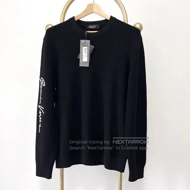 Versace Versace Men's Black Wool Sweater with Embroidery . Size US XXL / EU 58 / 5 - 2 Thumbnail