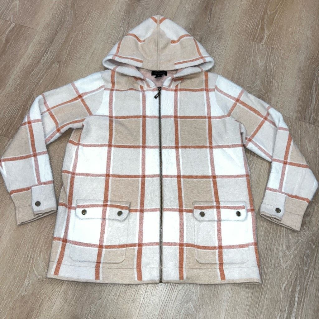 Rachel Zoe Rachel Zoe, Plaid Full Zipper Soft Cozy Hooded Sweater Jacket Women’s 1X Size XL / US 12-14 / IT 48-50 - 8 Thumbnail