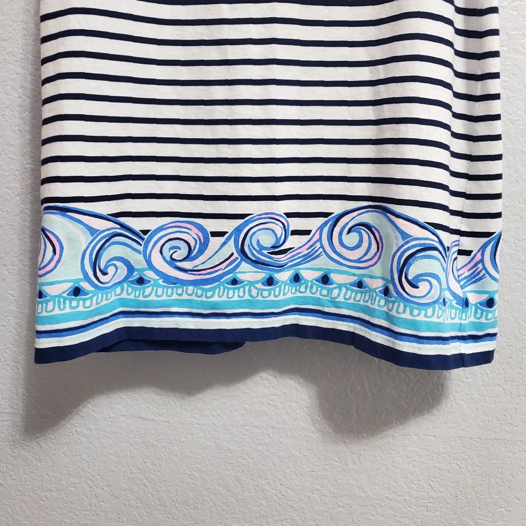 Lilly Pulitzer Lilly Pulitzer T-Shirt Dress Women M White Navy Blue Striped Coastal Beachy FLAW dress Size M / US 6-8 / IT 42-44 - 6 Thumbnail