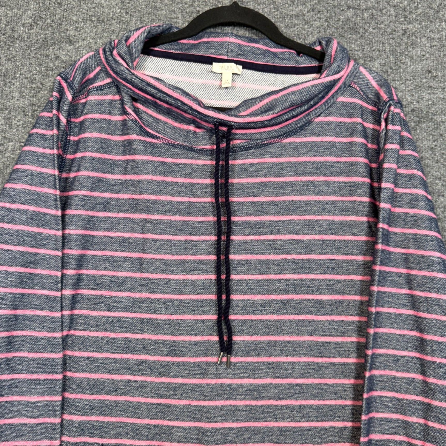 Talbots Talbots Sweatshirt Women 3X Striped Mock Neck Plus Size Casual Pullover Ocean Blue Pink Navy Size XXL / US 16-18 / IT 52-54 - 3 Thumbnail