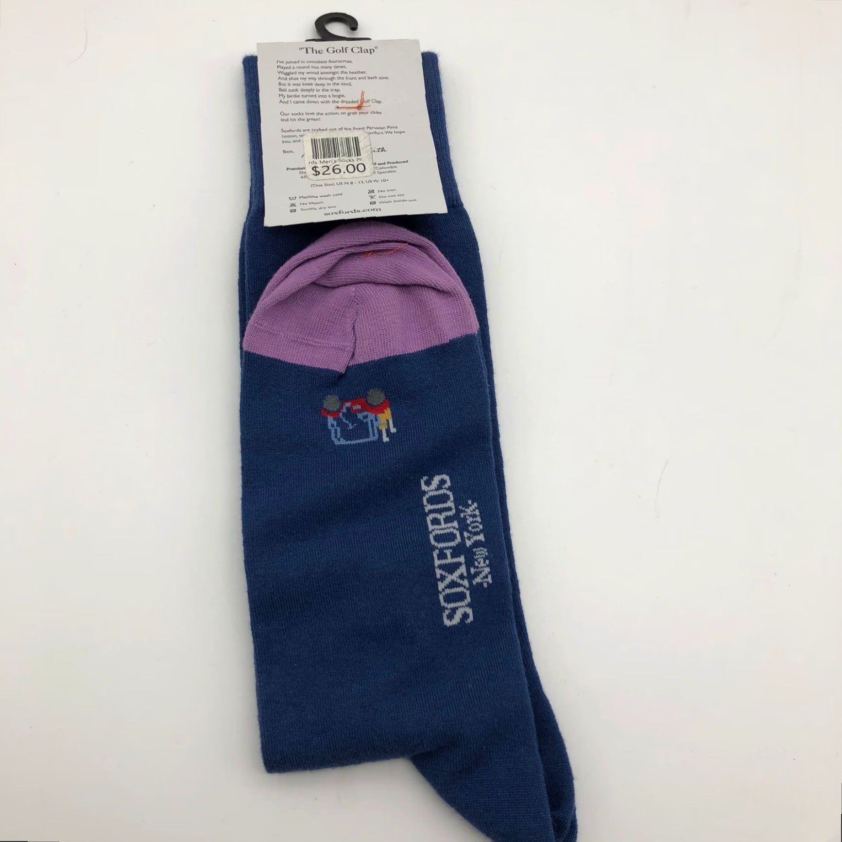 Vintage NWT Soxfords Golf Socks Mid Calf Mens One Size Blue Pima Cotton Blend Size ONE SIZE - 2 Thumbnail
