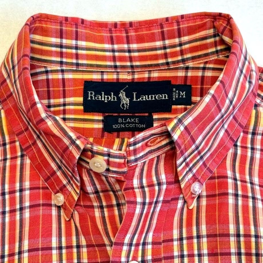 Ralph Lauren VINTAGE Polo Ralph Lauren Shirt Plaid Long Sleeve Button-Down M Men Red Size US M / EU 48-50 / 2 - 3 Thumbnail
