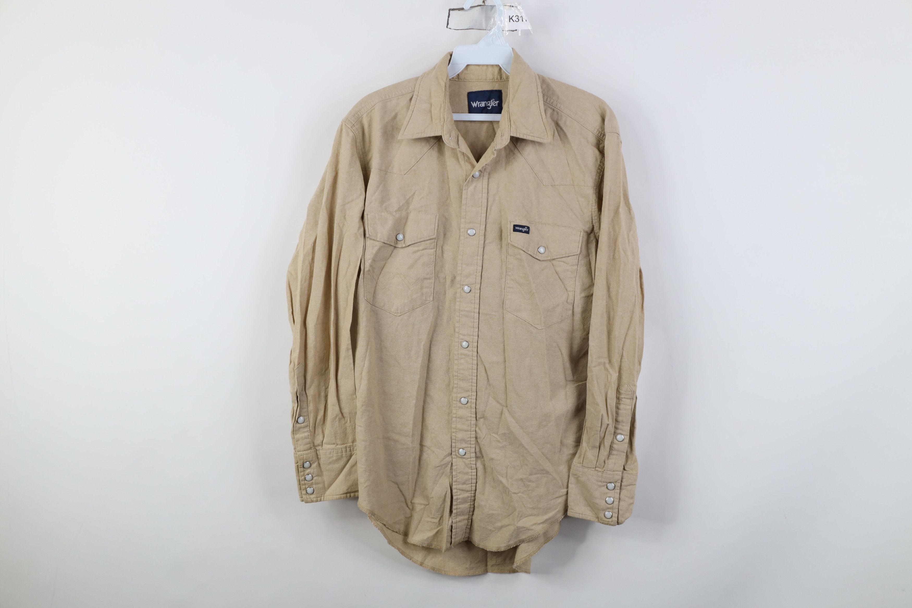 Wrangler Vintage 90s Wrangler Cowboy Snap Button Collared Shirt Beige Size US M / EU 48-50 / 2 - 1 Thumbnail