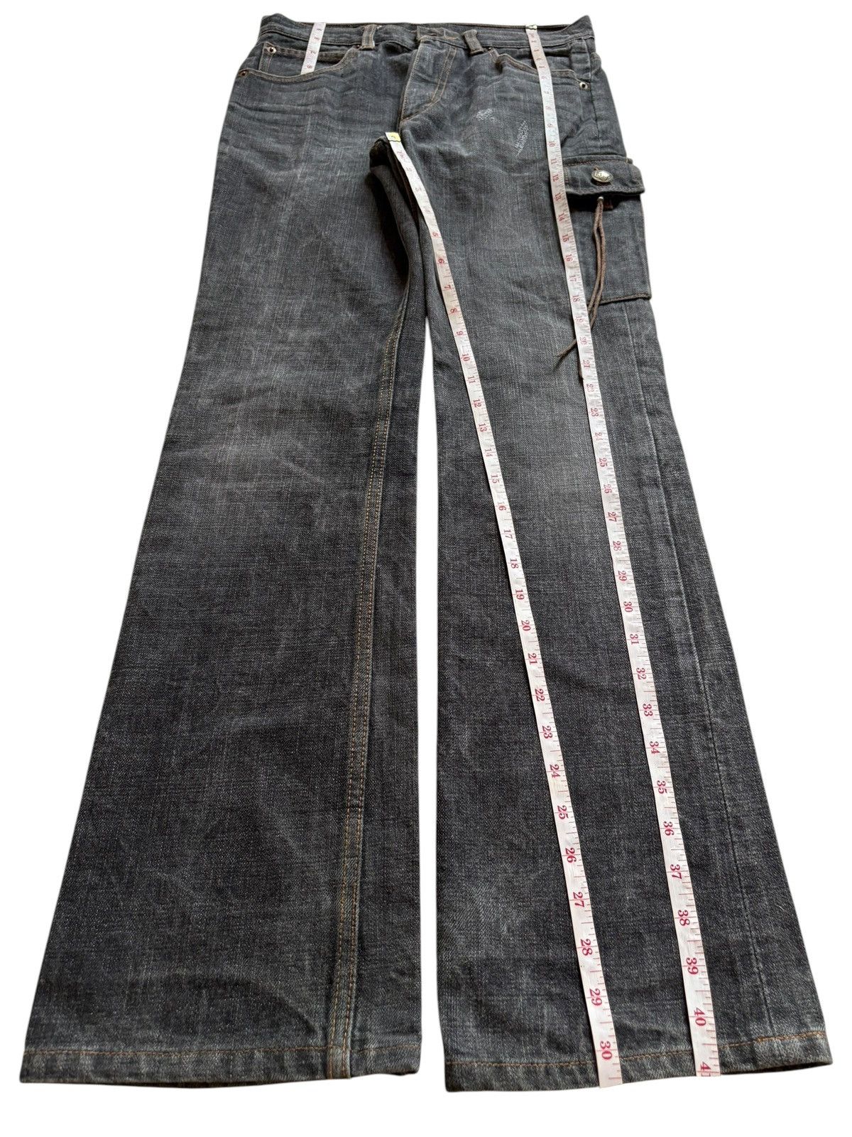 Designer × Japanese Brand Vintage Japanese Brand Cargo Faded Wash Flare Jeans Size US 29 - 13 Thumbnail