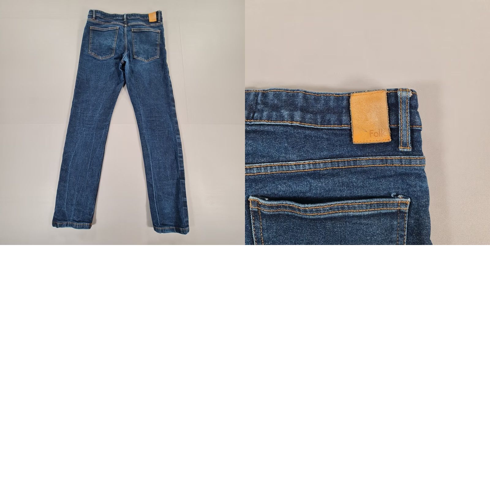 Folk Folk Jeans Mens Slim Fit Stretch Denim Selvedge Blue W32 L30 Size US 32 / EU 48 - 9 Thumbnail