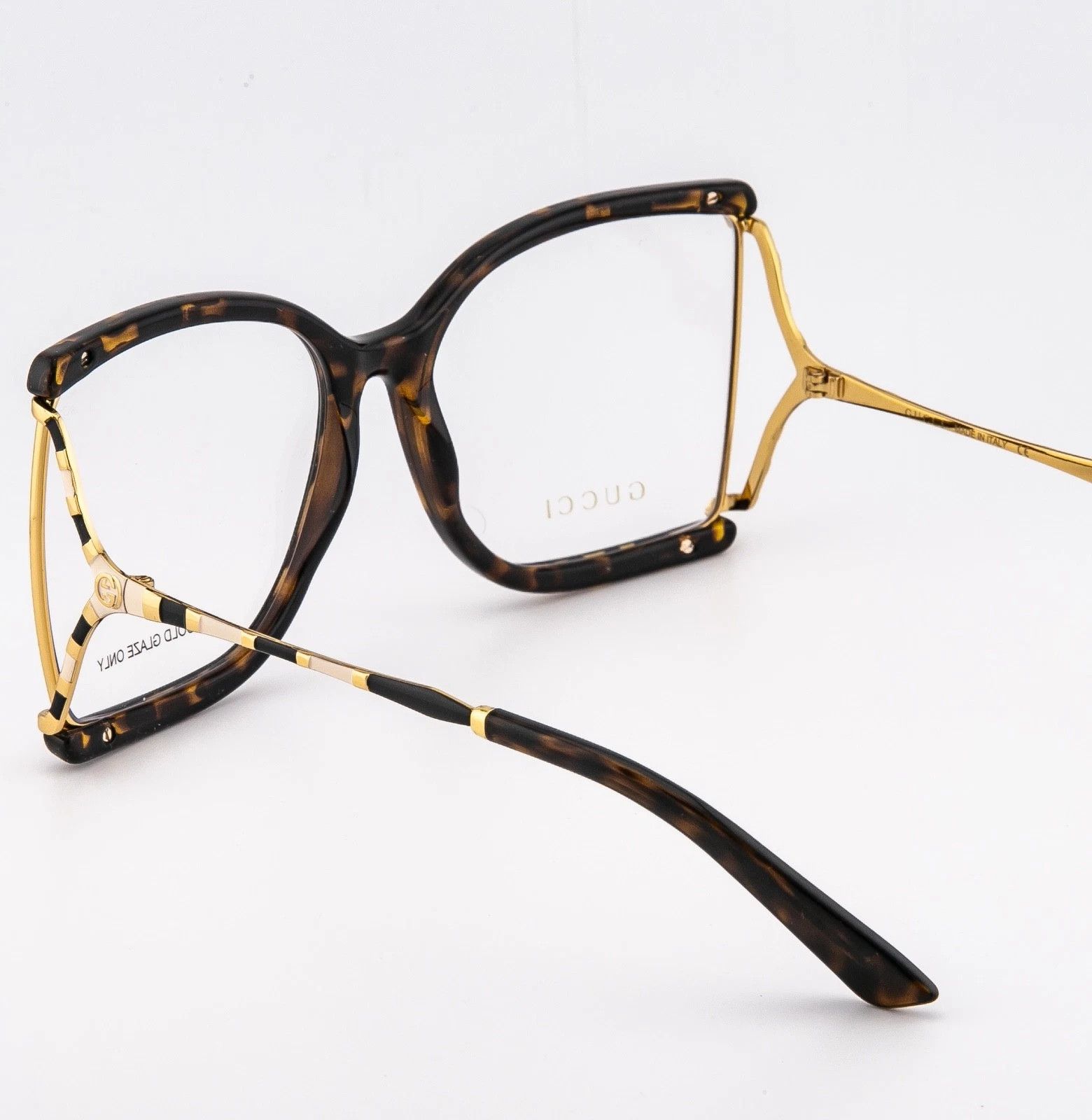 Gucci GUCCI GG0592O 0592 Brown Gold Stripe Retro Eyeglasses 002 Size ONE SIZE - 3 Thumbnail