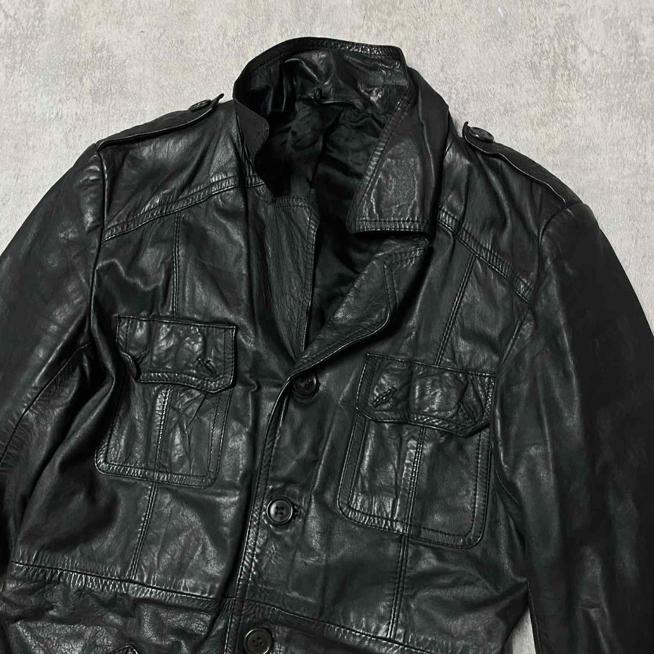 Other Black leather jacket with button-up front, multiple pockets Size M / US 6-8 / IT 42-44 - 2 Thumbnail