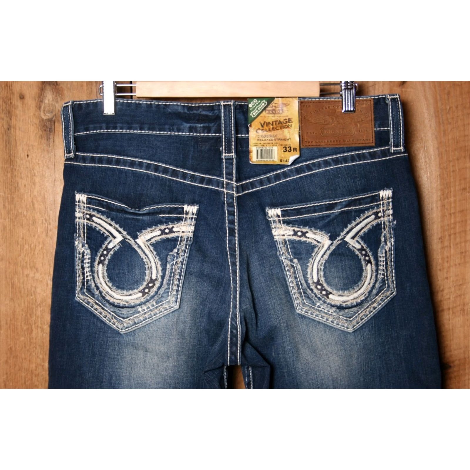 Denime BIG STAR Voyager Jeans Straight Denim Men 33 Regular 30 Blue Re-Hemmed 35x30 Slim Boyfriend Relaxed Vintage None Size US 35 - 4 Thumbnail