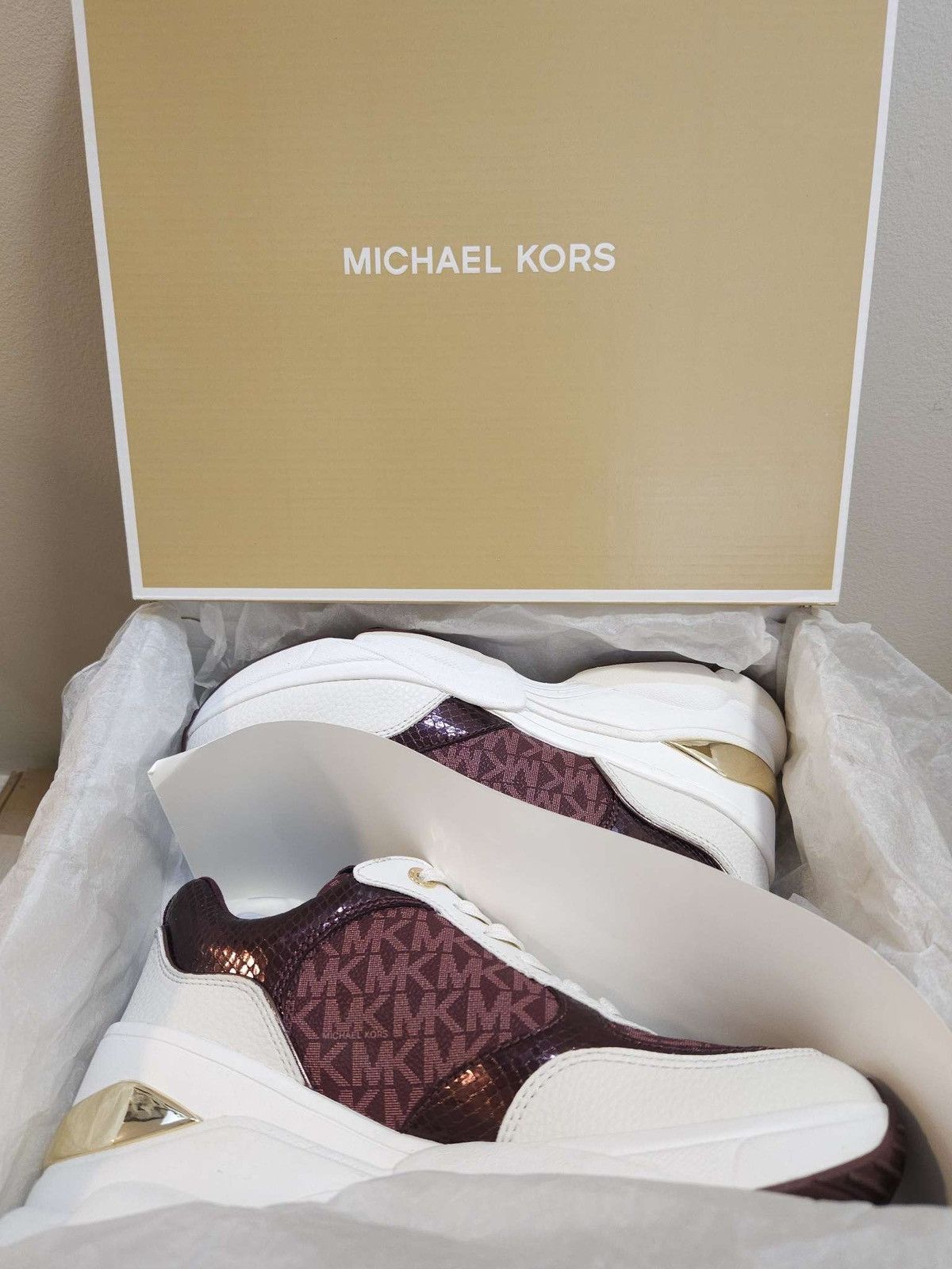 Michael Kors Katrina Signature Logo & Metallic Lizard Embossed Trainer MK Size US 7 / IT 37 - 17 Thumbnail