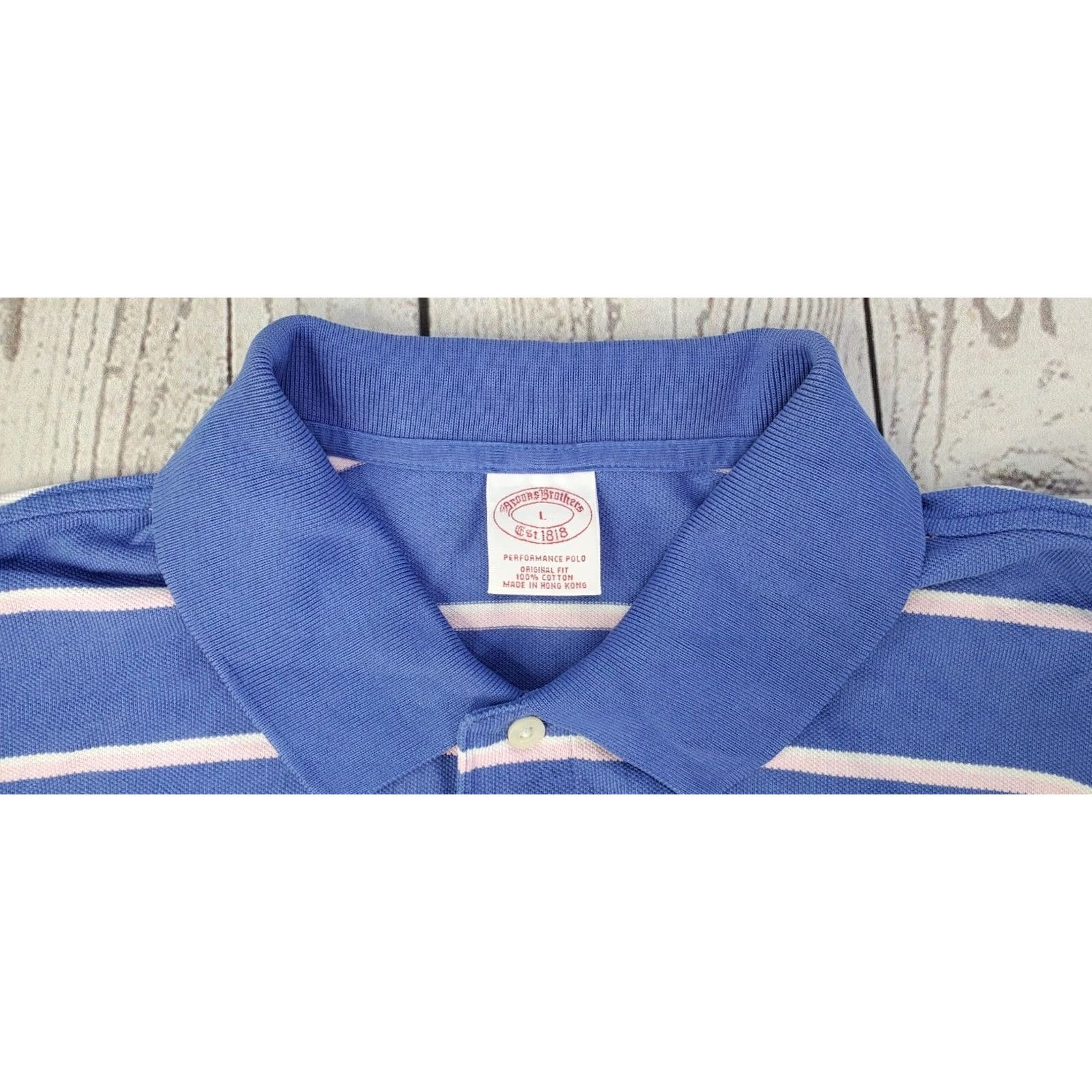 Brooks Brothers Brooks Brothers Polo Shirt Men L Blue Pink Short Sleeve Button-Up Golf Shirts Size US L / EU 52-54 / 3 - 6 Thumbnail