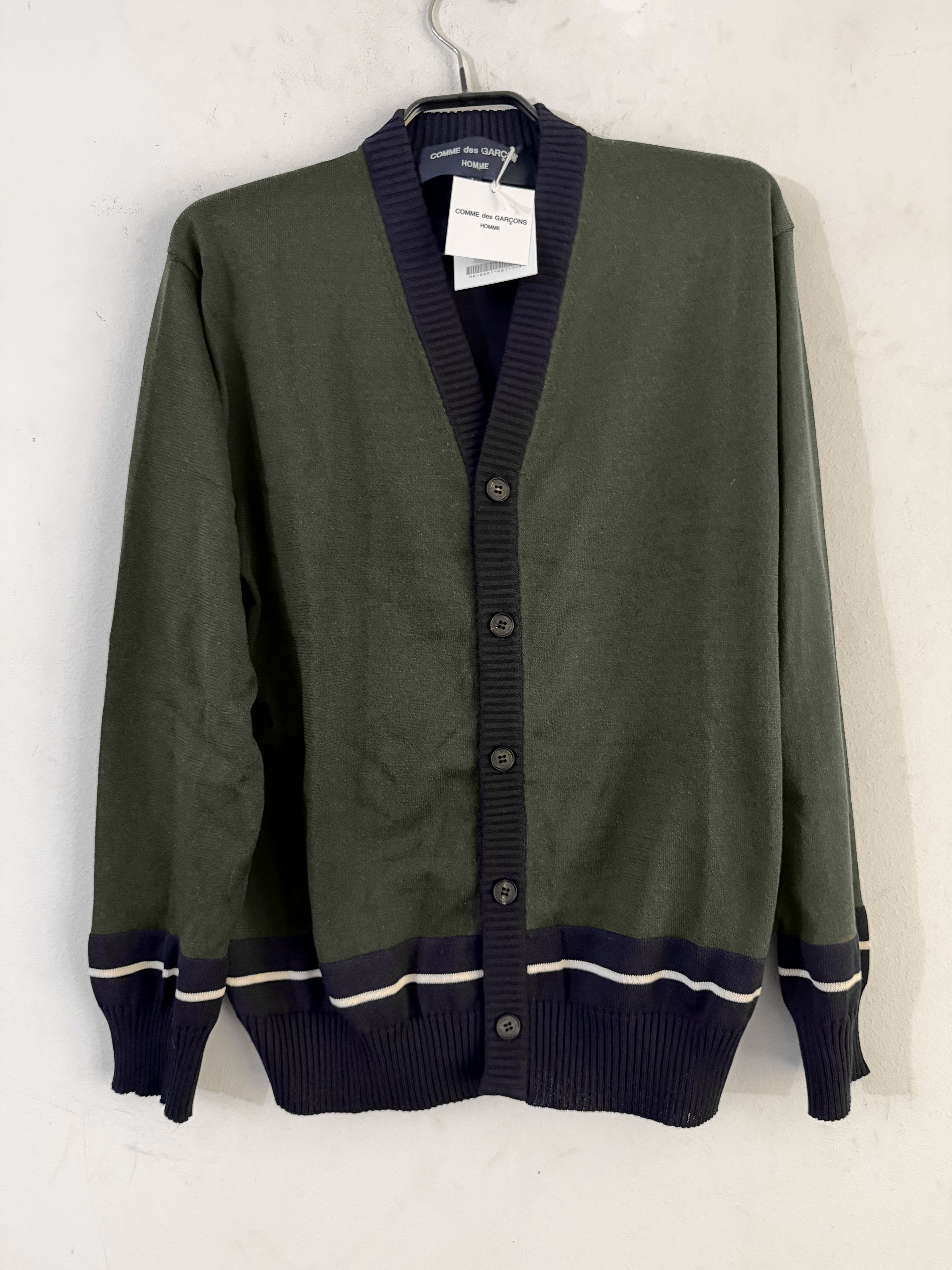 Comme des Garcons Homme Tri-Tone Paneled Knit Wool Cardigan Size US L / EU 52-54 / 3 - 2 Thumbnail