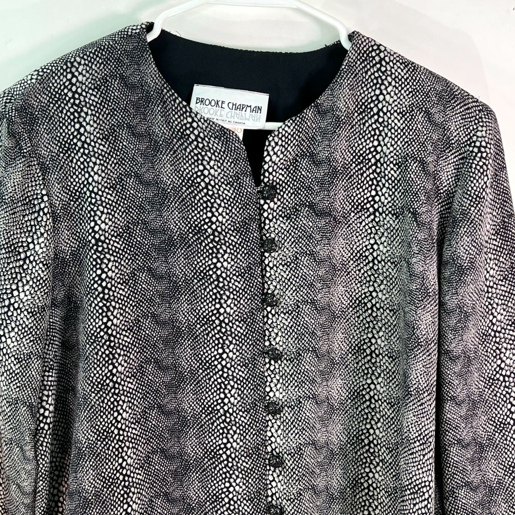 Vintage Brooke Chapman Womens Snakeskin Basic Jacket 3/4 Sleeve Lined Black Size 18 (Plus) Mens? Size XXL / US 16-18 / IT 52-54 - 3 Thumbnail