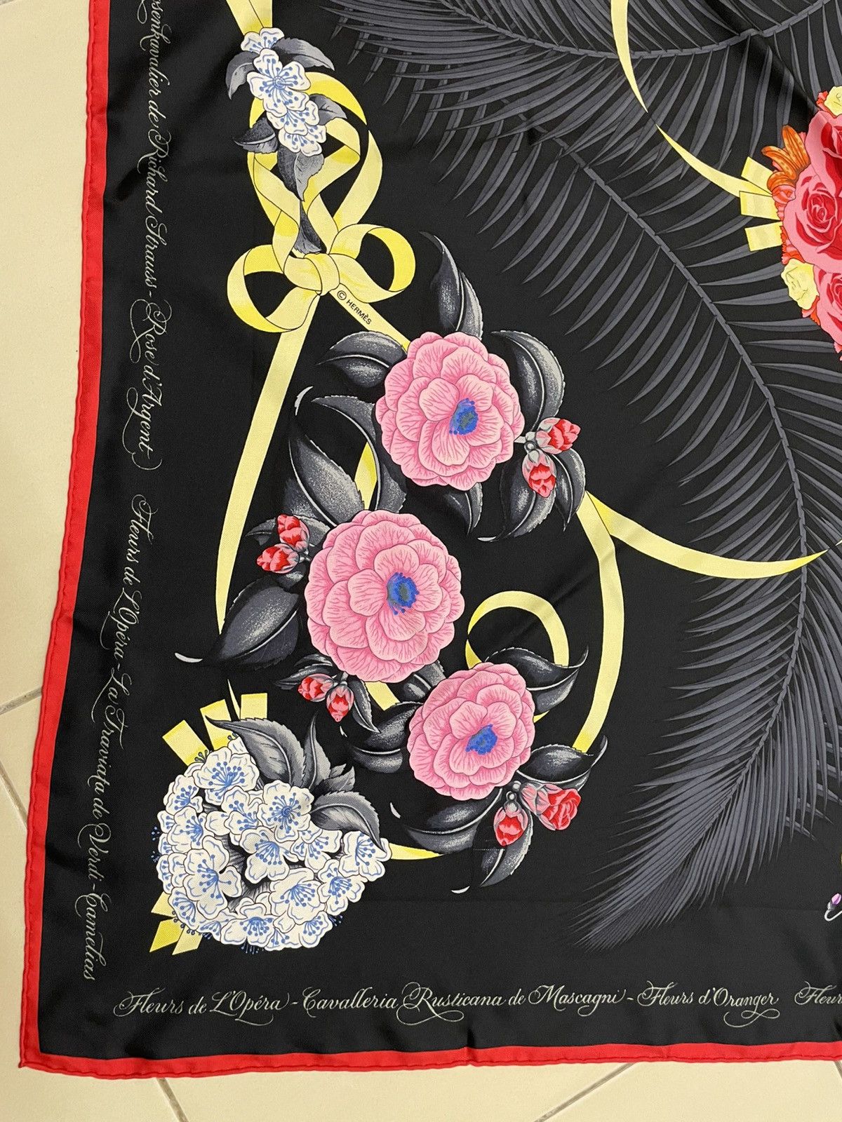Hermes Vtg Hermes Carre 90 Fleurs de L'opera Silk Scarf Size ONE SIZE - 8 Thumbnail